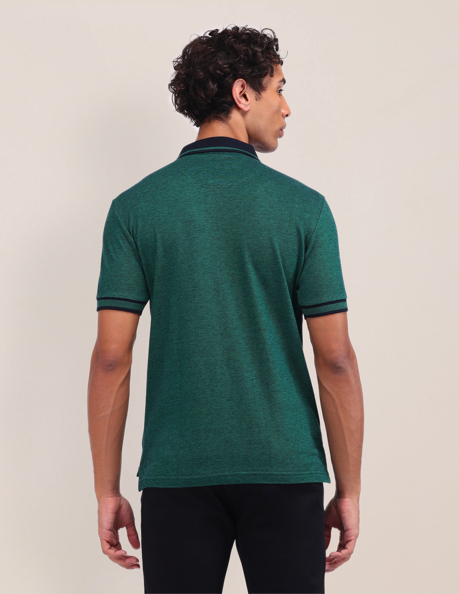 Textured Cotton Polo Shirt Dark Green - U.S. Polo Assn. India | Large