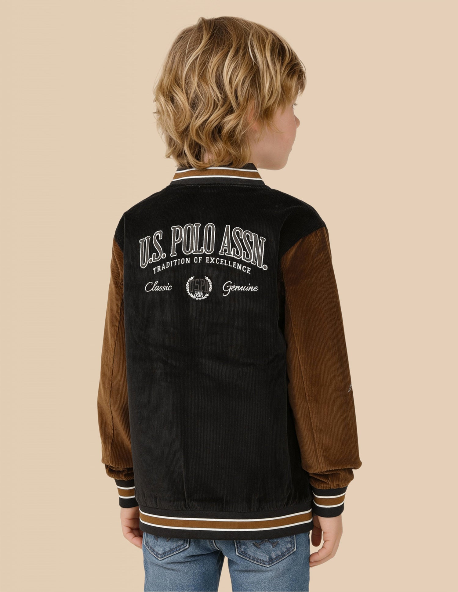 Boys Solid Regular Fit Varsity Jacket Dark Brown - U.S. Polo Assn. India | Large