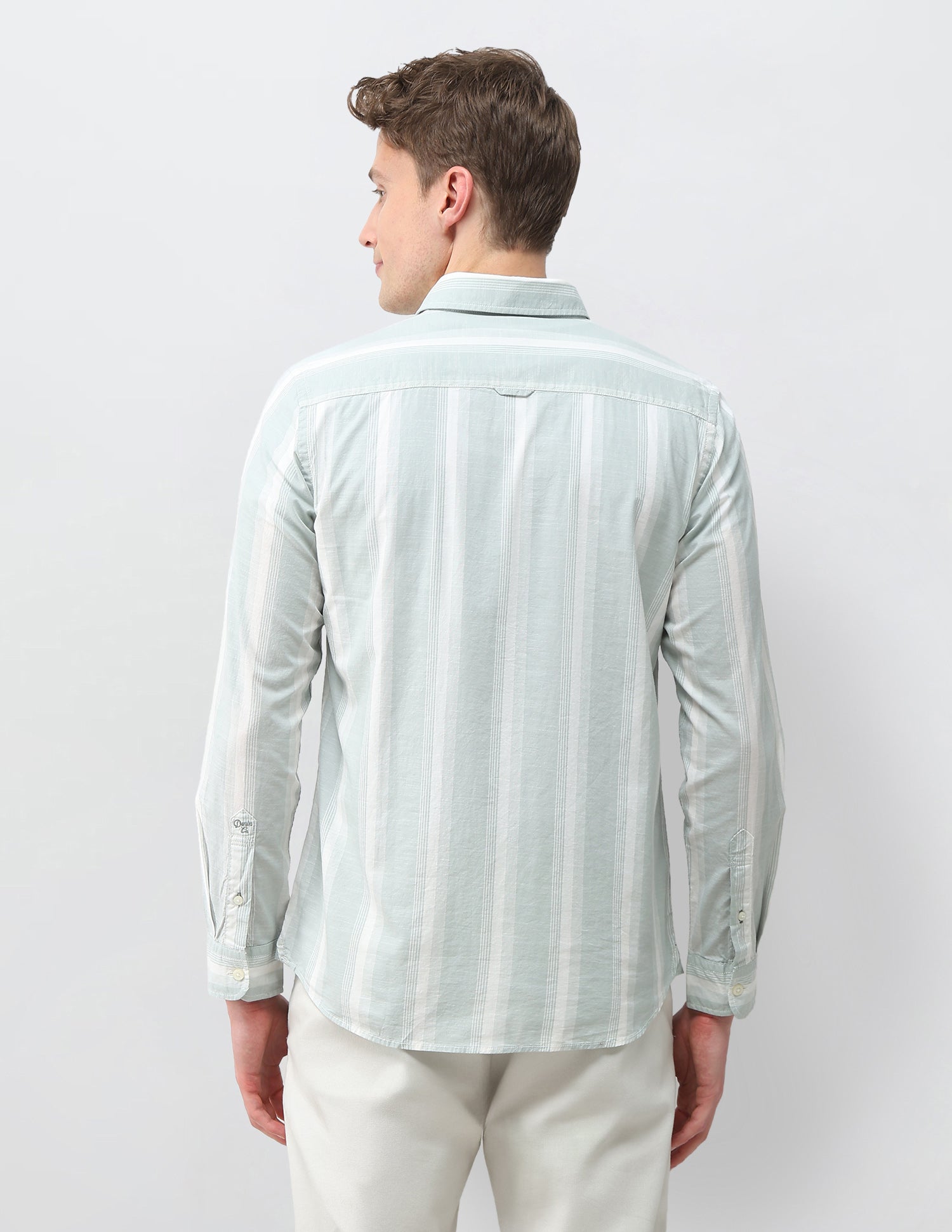 Vertical Striped Regular Fit Shirt Light Green - U.S. Polo Assn. India | Large