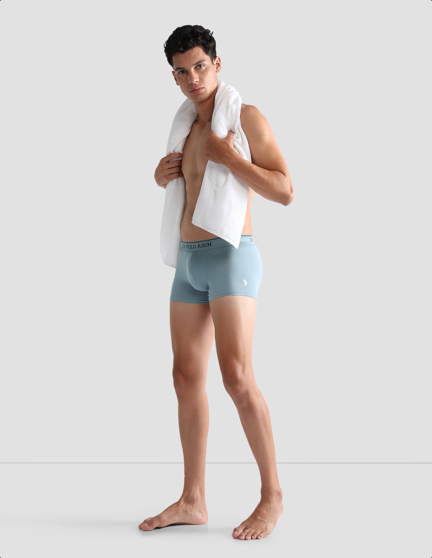 Mid Rise Solid OET15 Trunks - Pack Of 3 Stone Blue, Granite Green and Antler - U.S. POLO ASSN. | Large