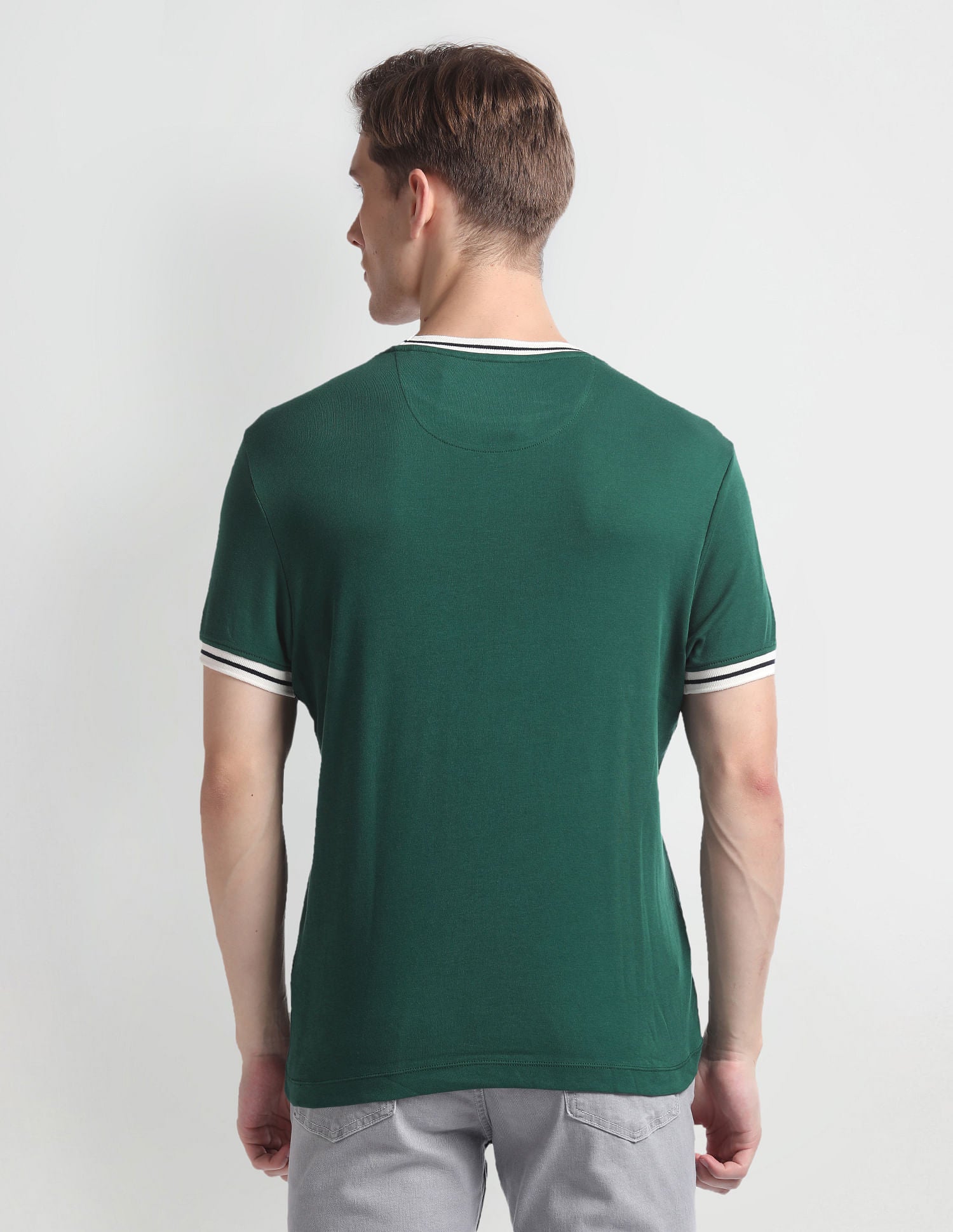 Crew Neck Solid T-Shirt Green - U.S. Polo Assn. India | Large