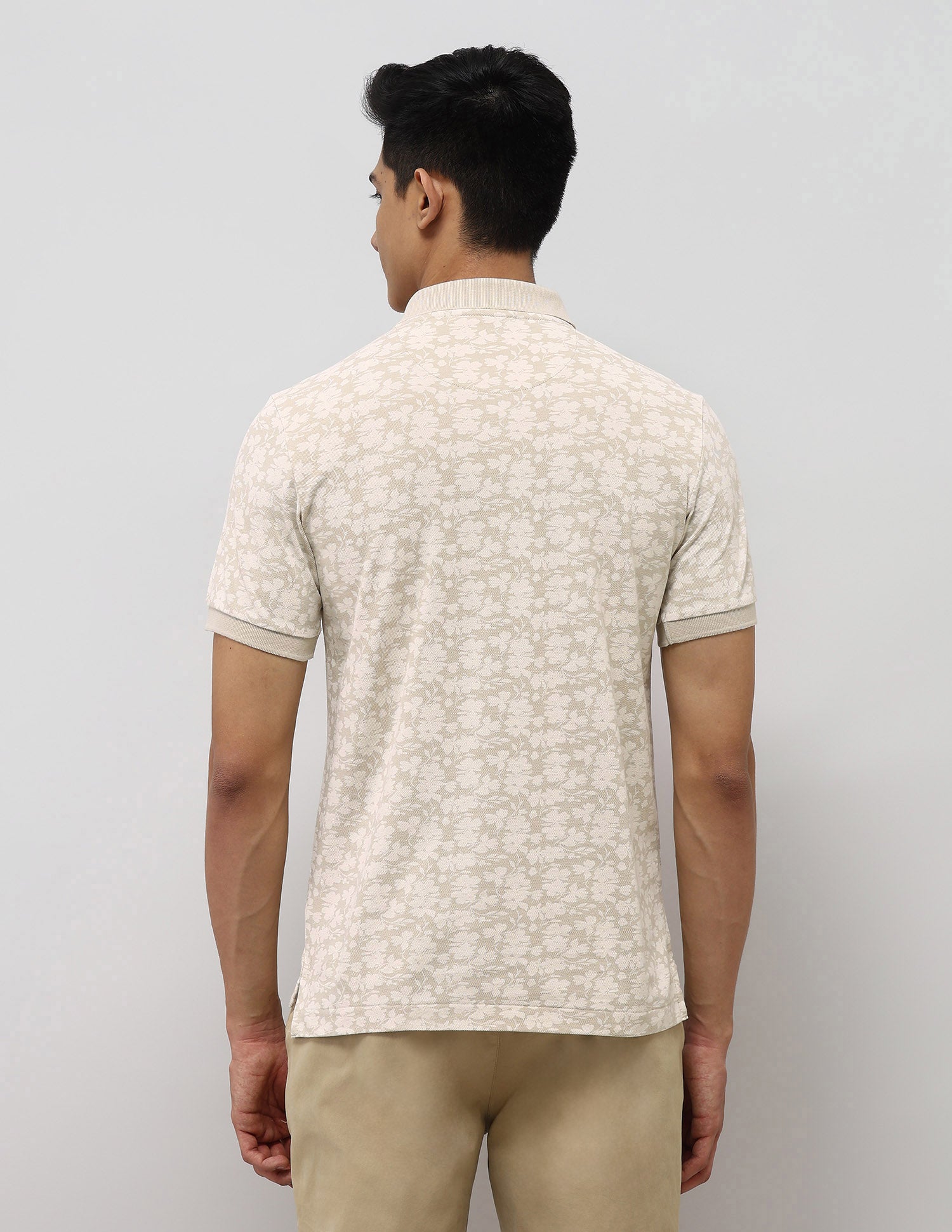 Floral Printed Slim Fit Polo Shirt Beige - U.S. POLO ASSN. | Large