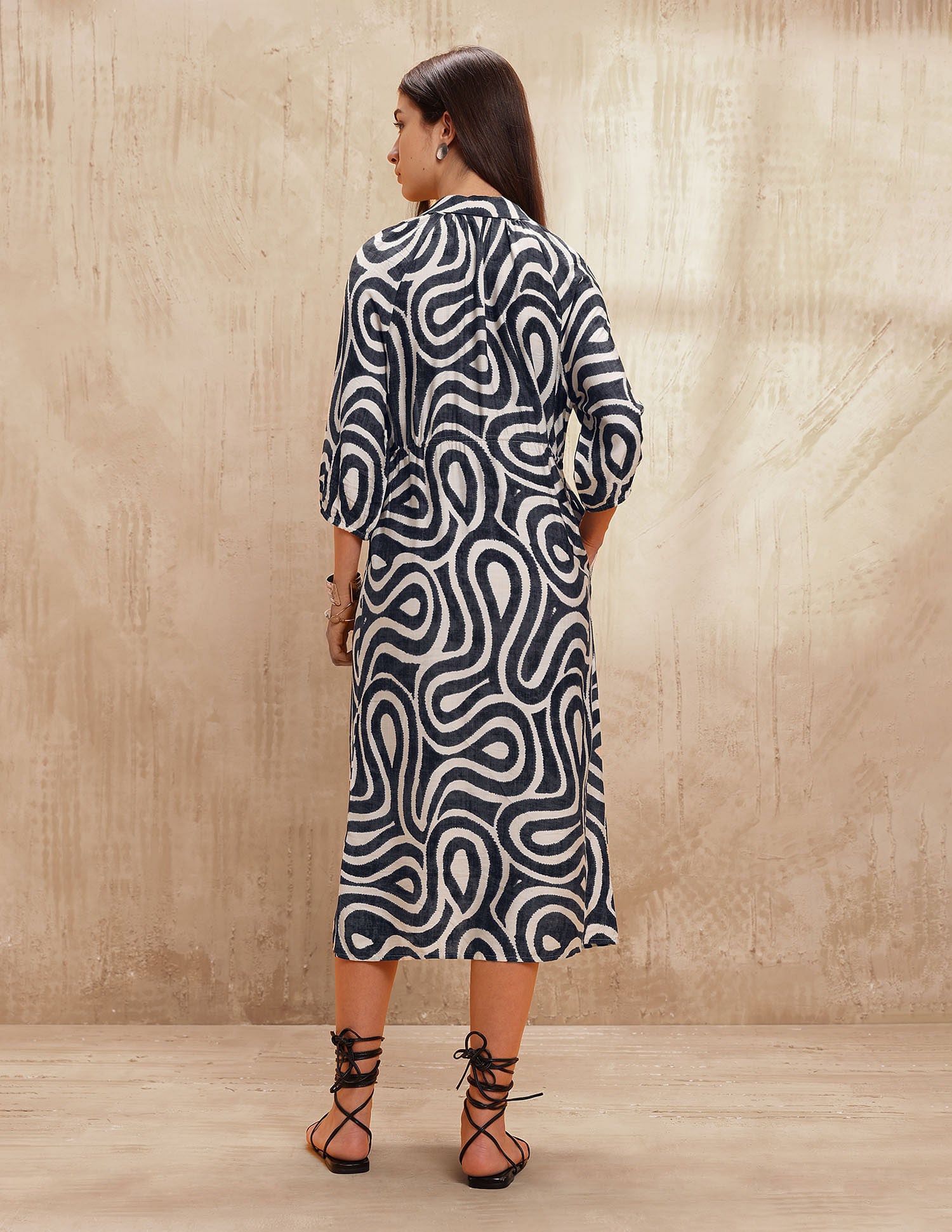 Abstract Printed Shirt Dress Black & White - U.S. POLO ASSN. | Large