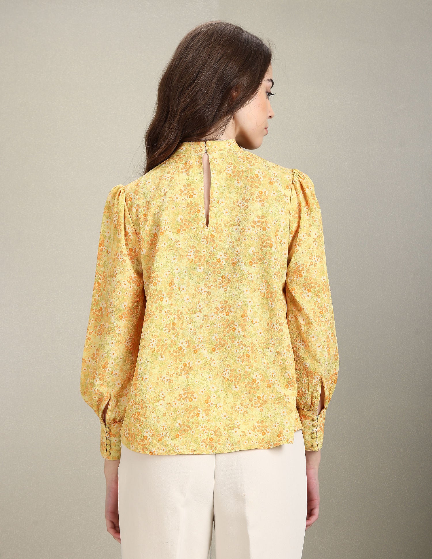 Long Sleeve Floral Top Mustard - U.S. POLO ASSN. | Large