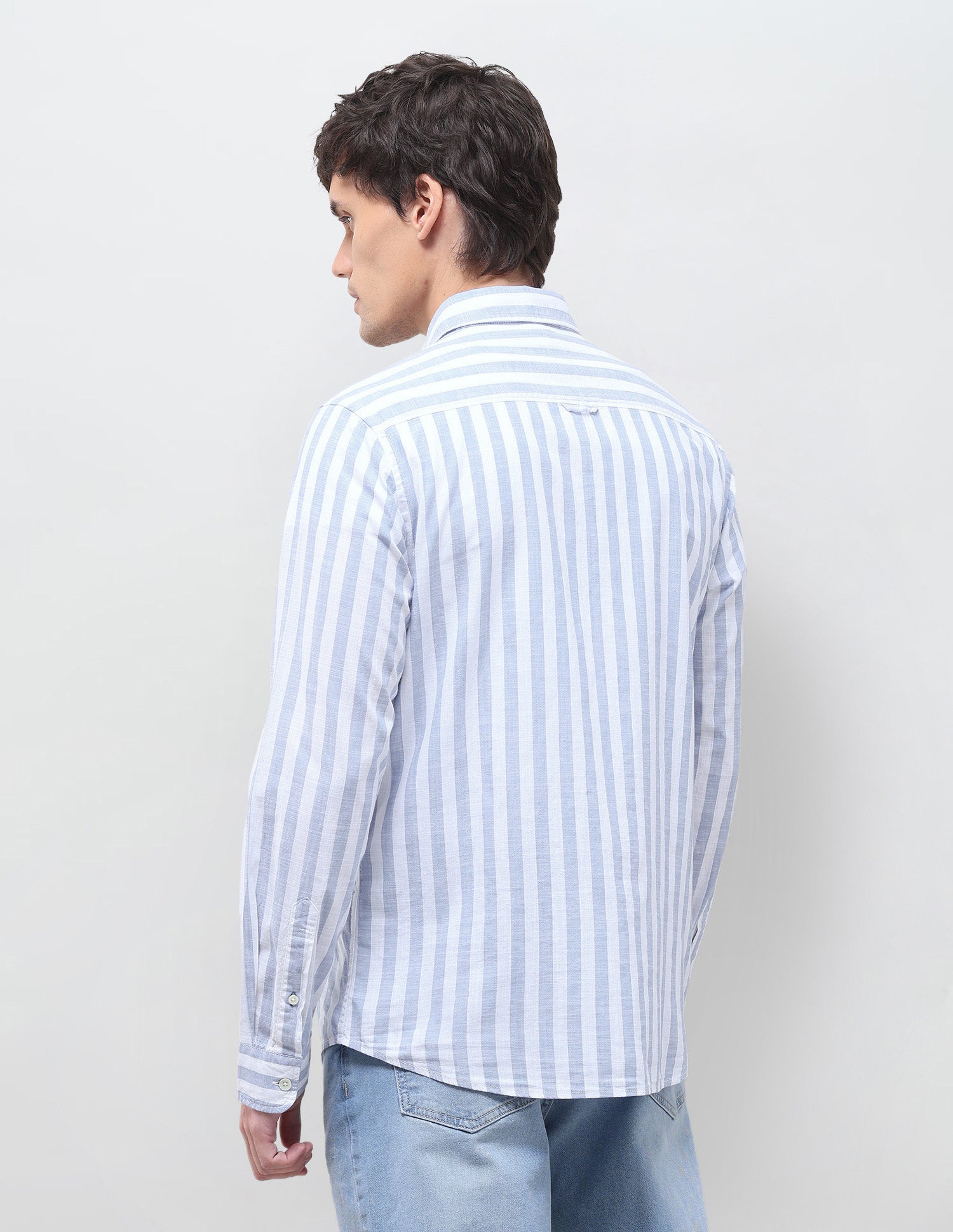 Vertical Striped Regular Fit Shirt Light Blue - U.S. Polo Assn. India | Large