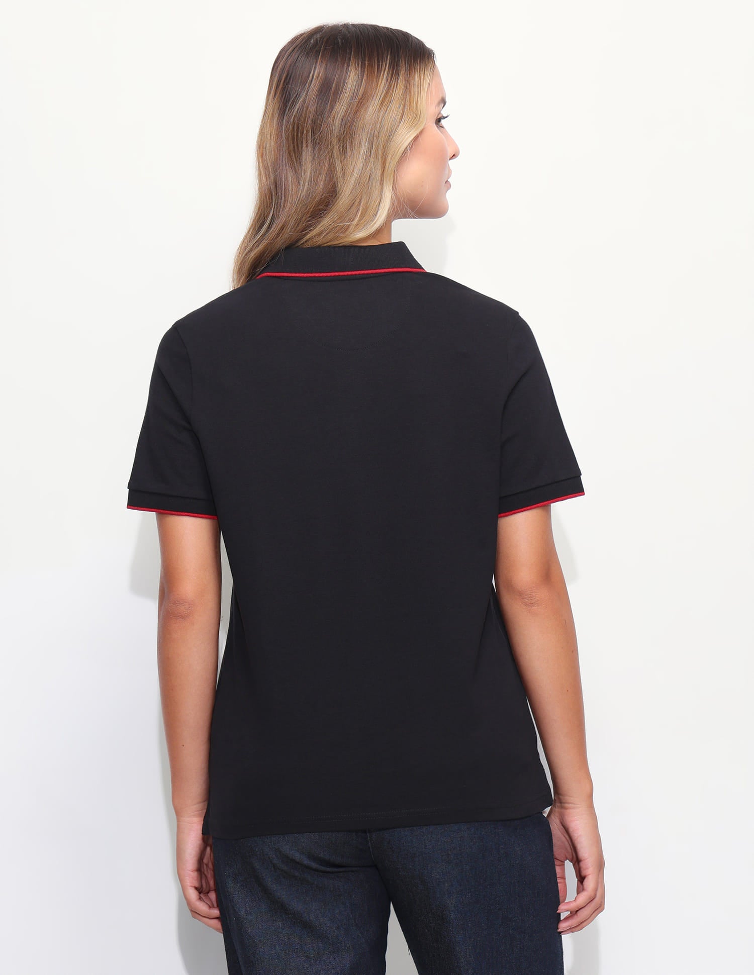 Solid Tipped Collar Regular Fit Polo Shirt Black - U.S. Polo Assn. India | Large