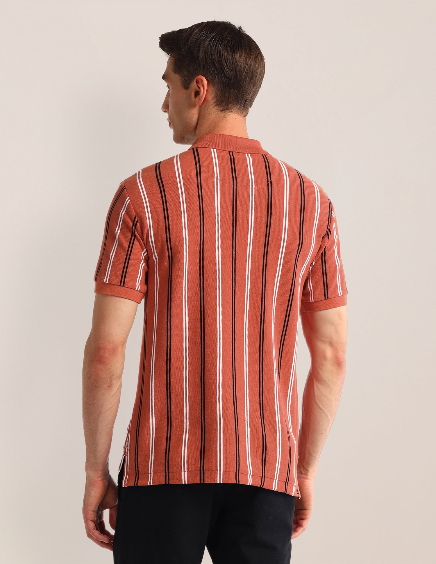 Vertical Striped Slim Fit Polo Shirt Rust - U.S. Polo Assn. India | Large