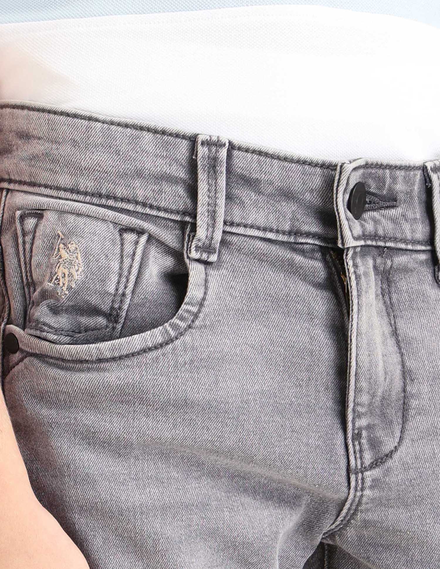 Boys Stone Washed Relaxed Fit Jeans Light Grey - U.S. POLO ASSN. | Large