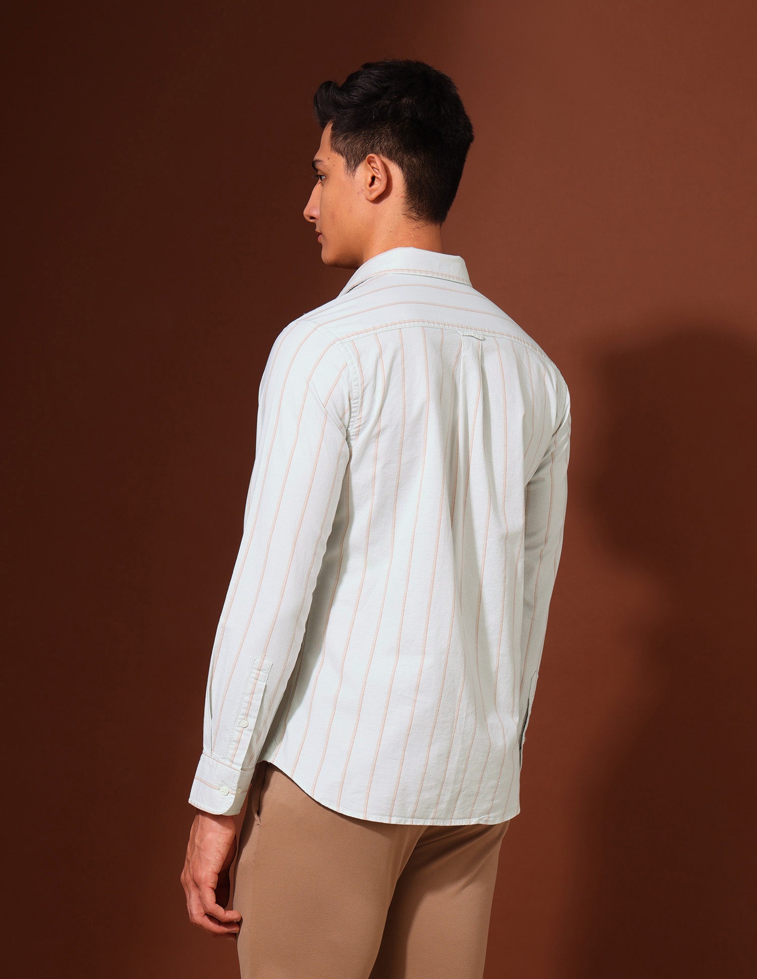 Oxford Vertical Striped Shirt Beige - U.S. Polo Assn. India | Large