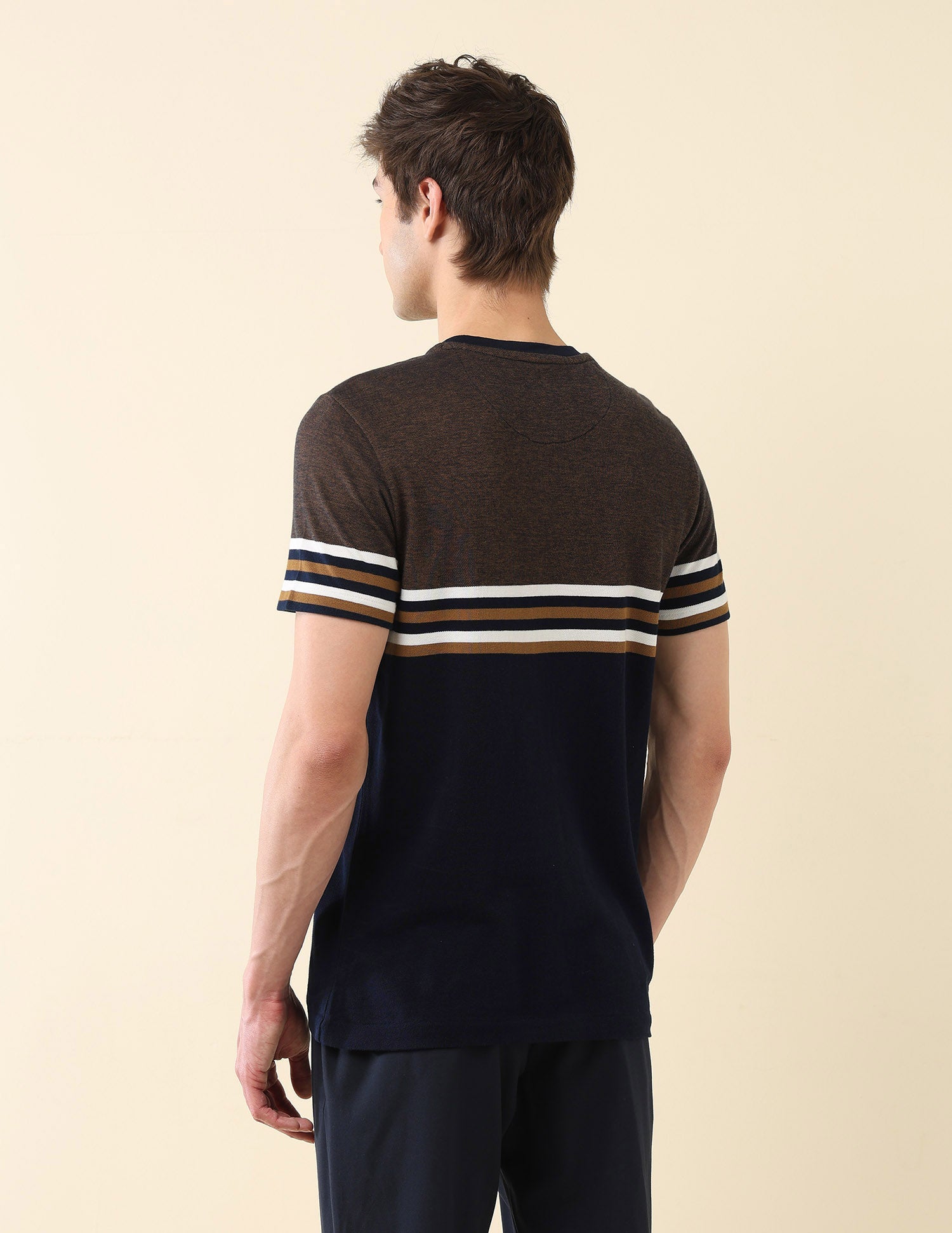 Colourblocked Pure Cotton Gold Cup T-Shirt Navy - U.S. Polo Assn. India | Large