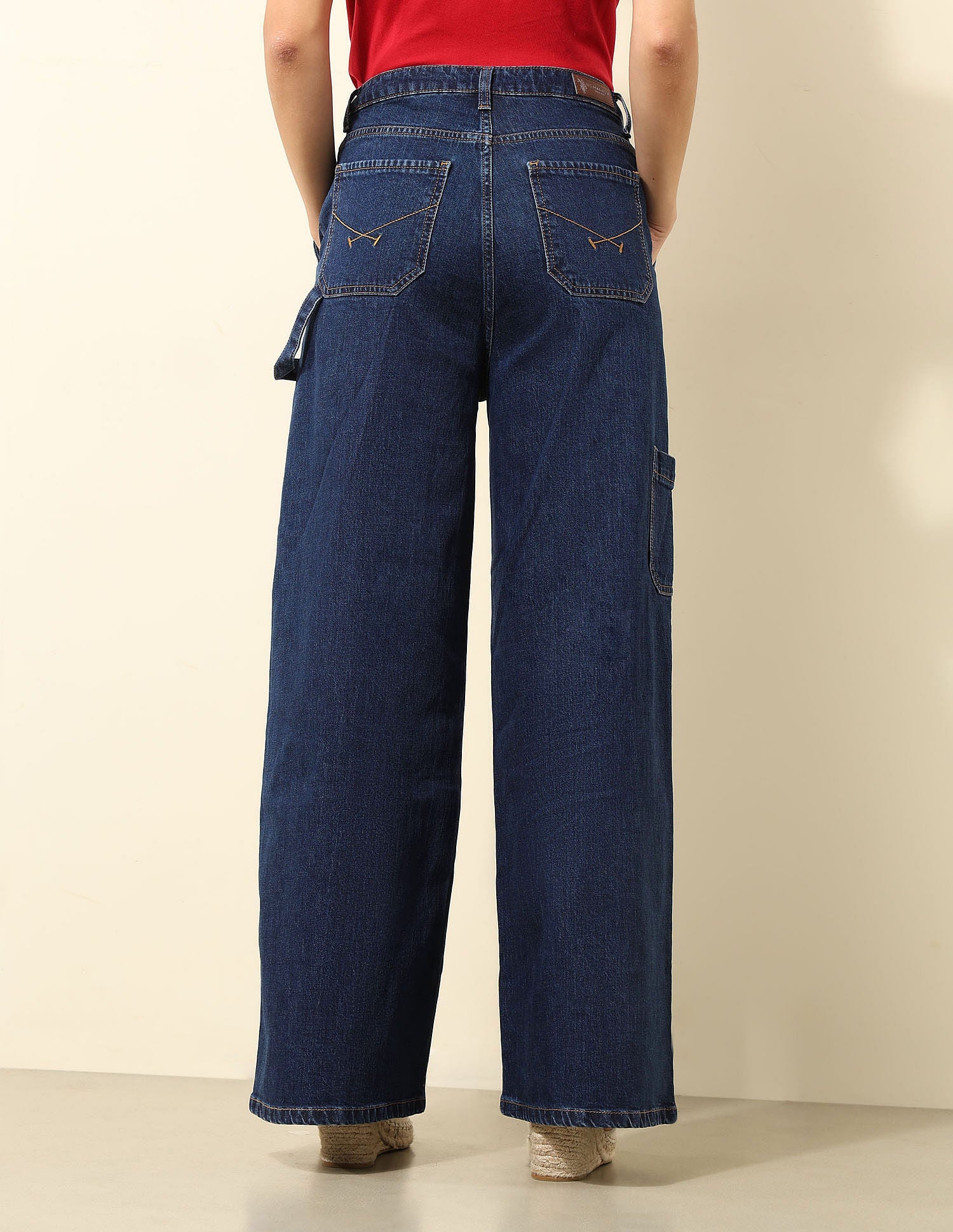 High Rise Ultra Wide Leg Fit Jeans Dark Blue - U.S. POLO ASSN. | Large