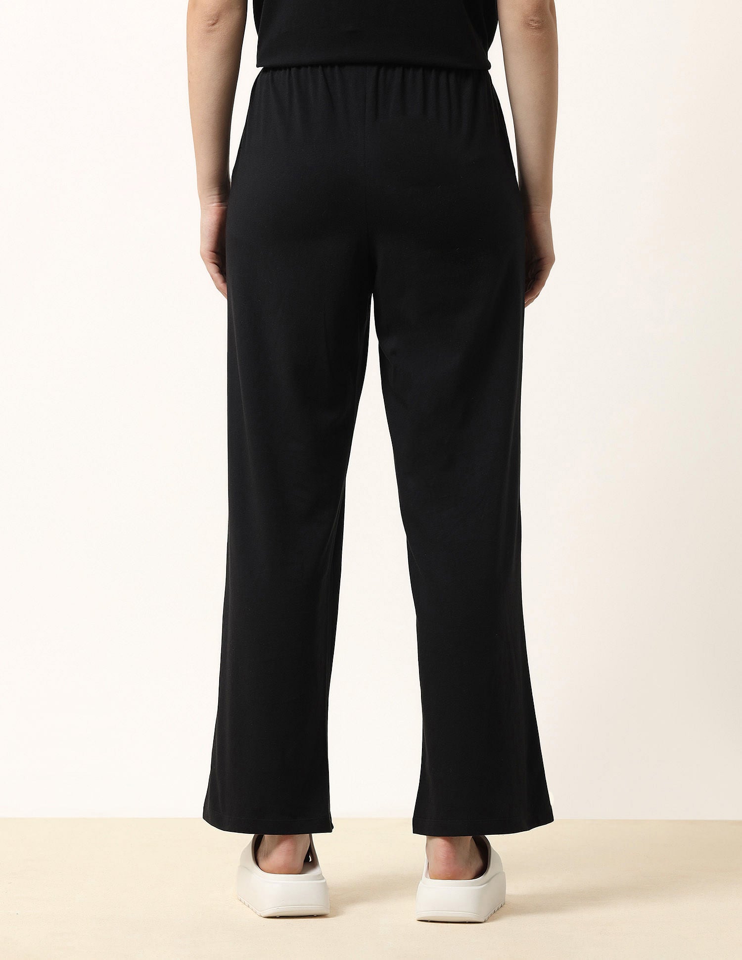 High-Rise Wide Leg Lounge Pants Black - U.S. POLO ASSN. | Large