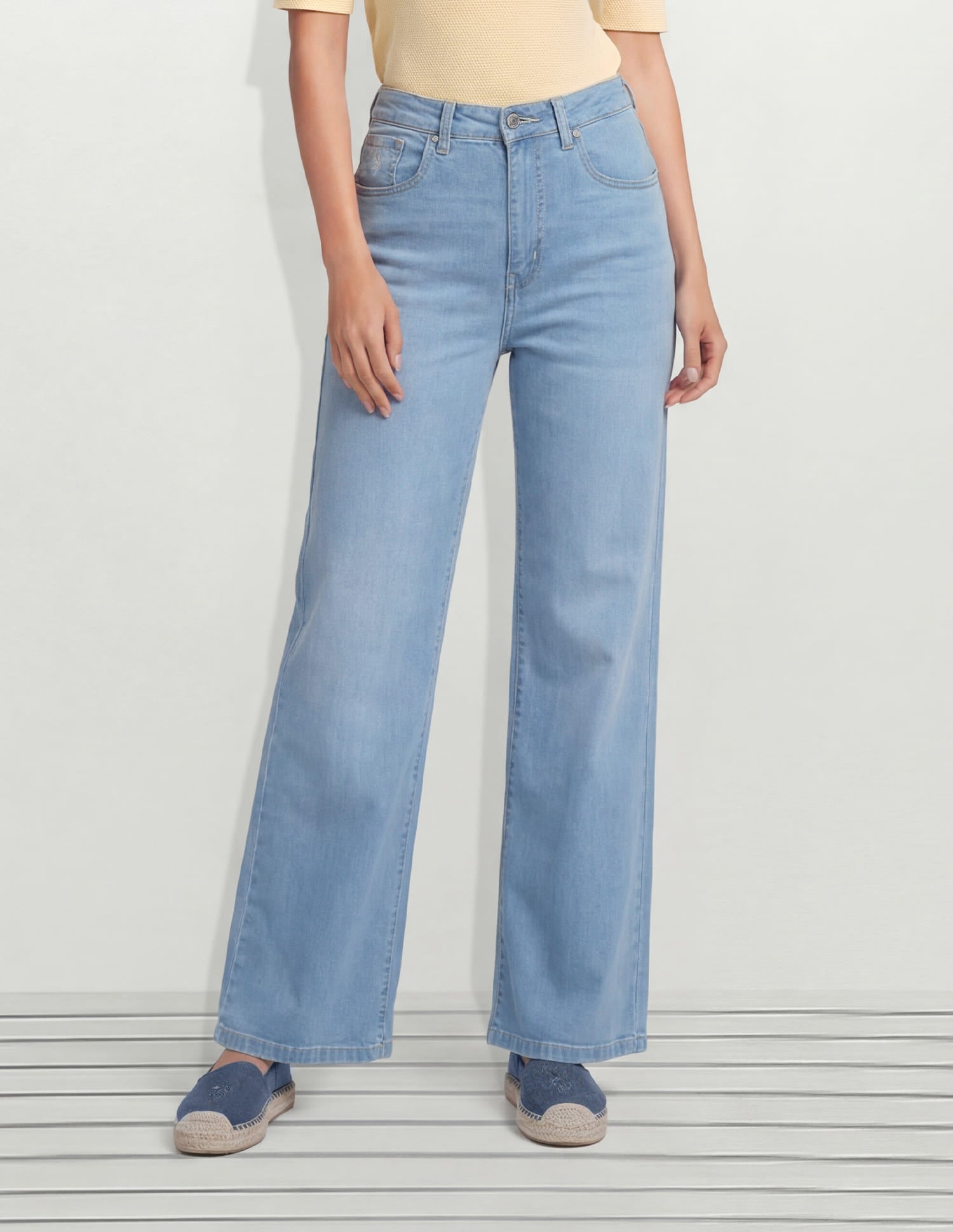High Rise Wide Leg Fit Jeans Blue - U.S. Polo Assn. India | Large