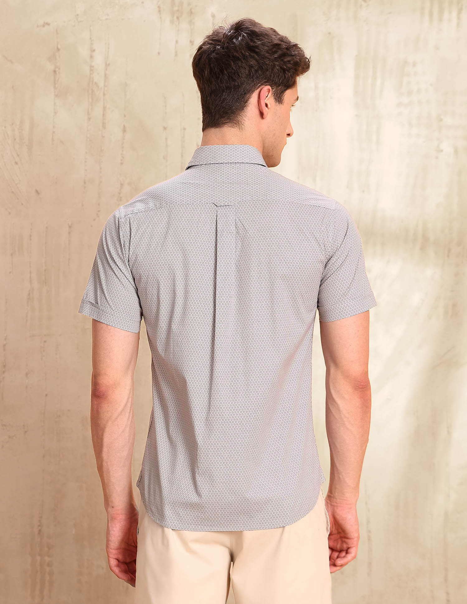 Floral Printed Tailored Fit Shirt Light Khaki - U.S. POLO ASSN. | Large