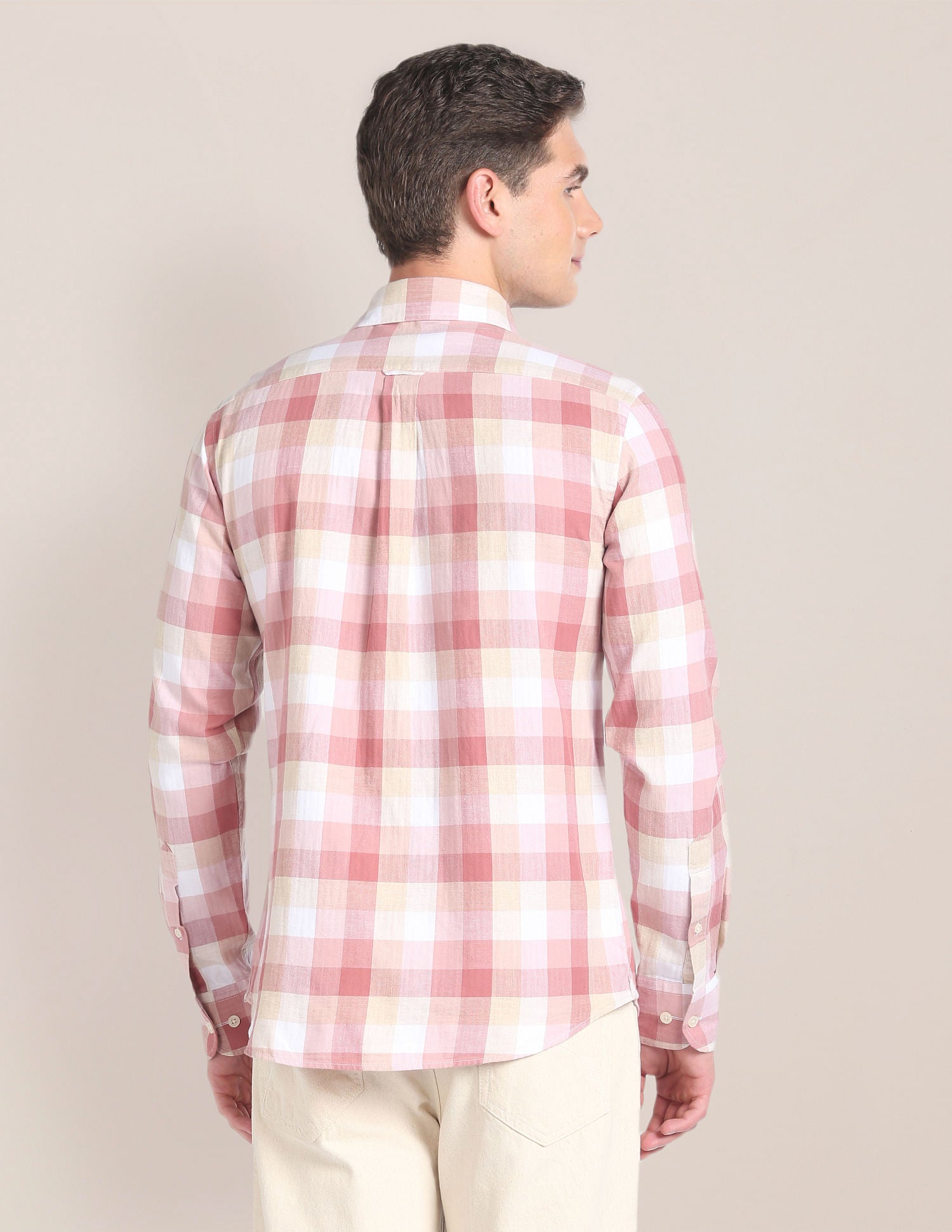 Plaid Check Premium Cotton Shirt Peach - U.S. Polo Assn. India | Large