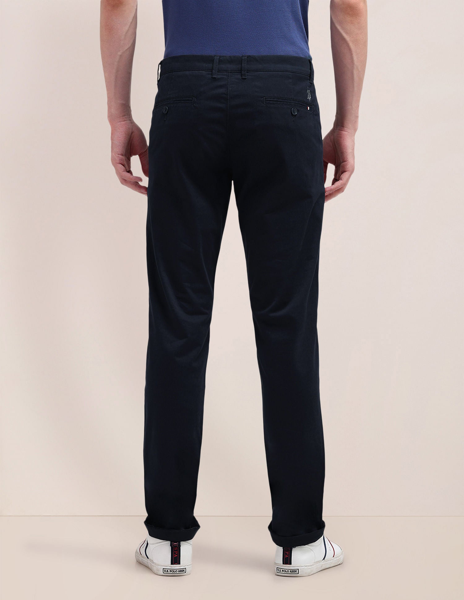 Denver Slim Fit Solid Trousers Navy - U.S. POLO ASSN. | Large