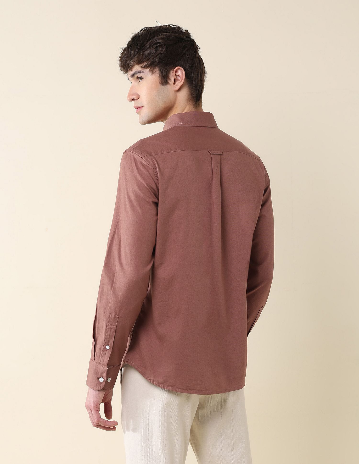 Solid Oxford Stretch Button Down Shirt Light Red - U.S. Polo Assn. India | Large