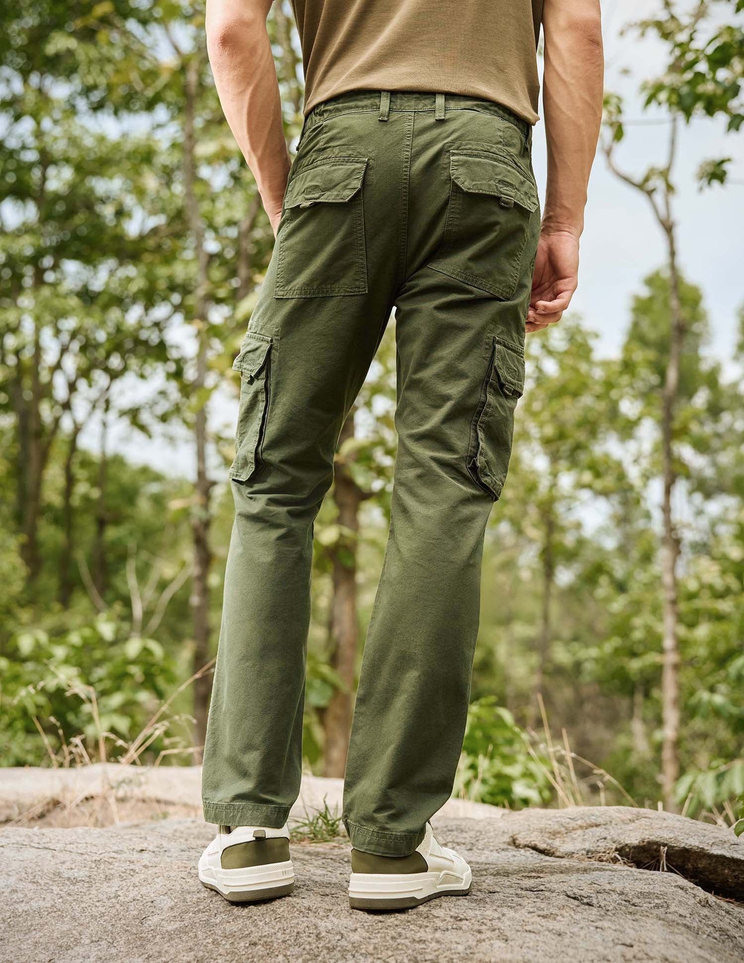 Mid Rise Twill Straight Fit Trousers Olive - U.S. Polo Assn. India | Large