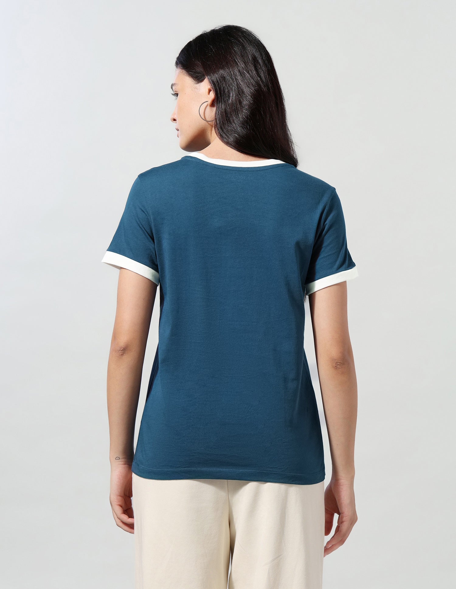 Brand Printed Regular Fit Ringer T-Shirt Teal - U.S. Polo Assn. India | Large