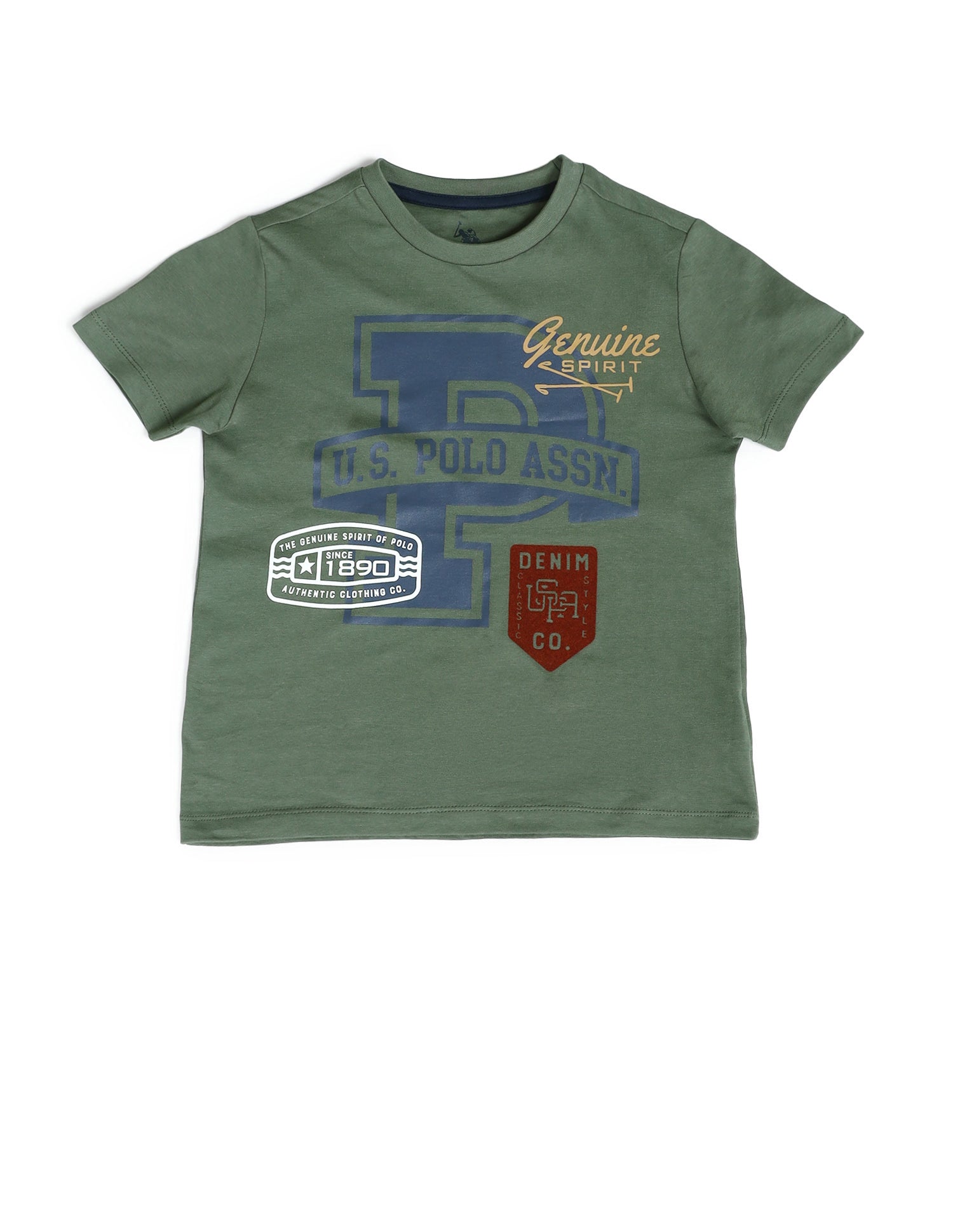 Boys Graphic Printed Regular Fit T-Shirt Olive - U.S. POLO ASSN. | Large