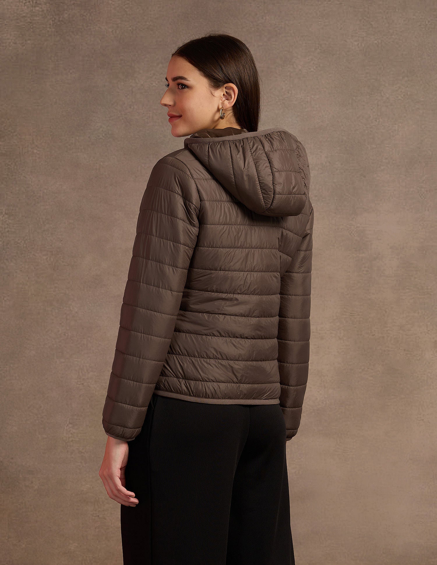 Hooded Nylon Puffer Jacket Brown - U.S. POLO ASSN. | Large