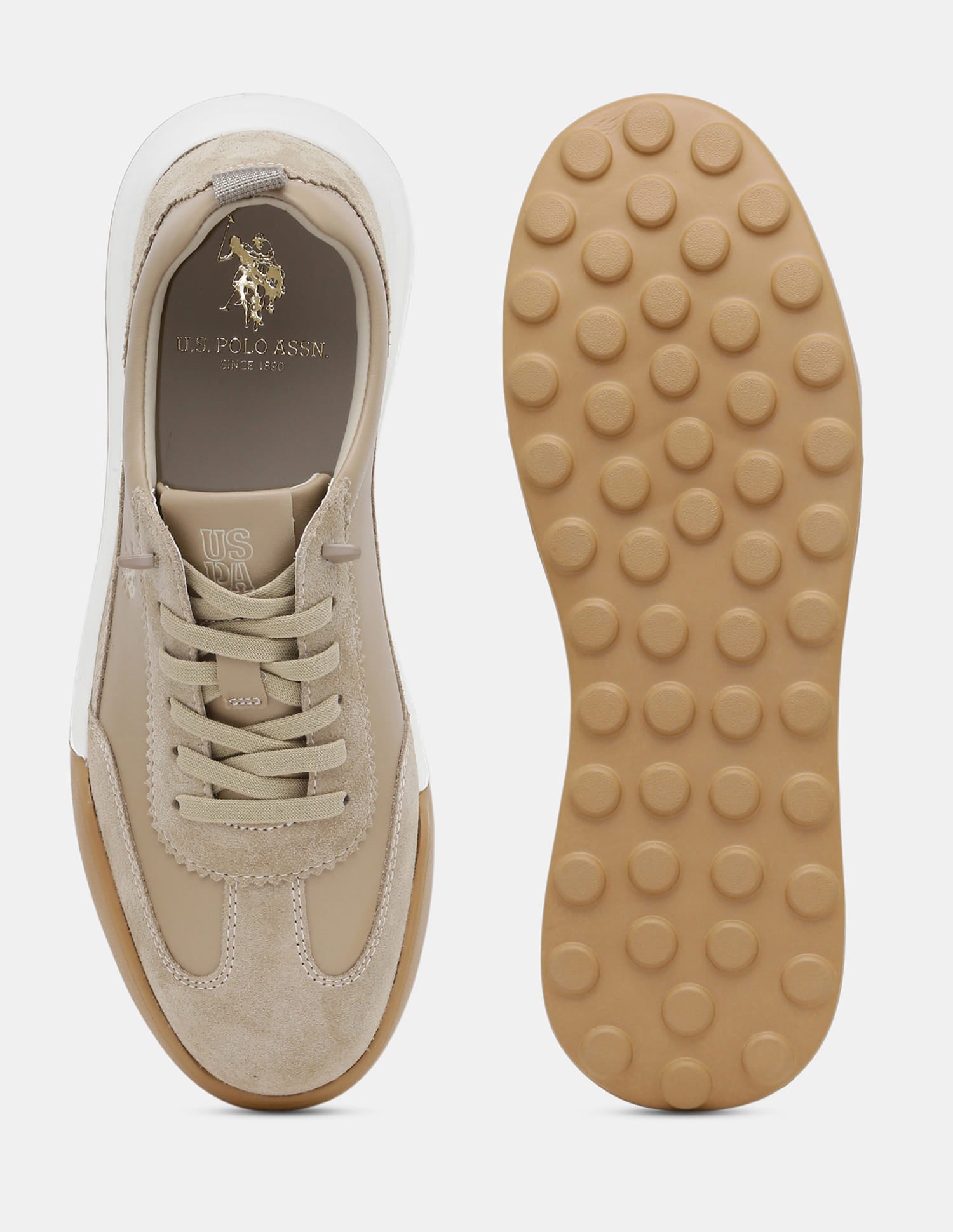 Round Toe Lace Ups Cedric Sneakers Beige - U.S. Polo Assn. India | Large