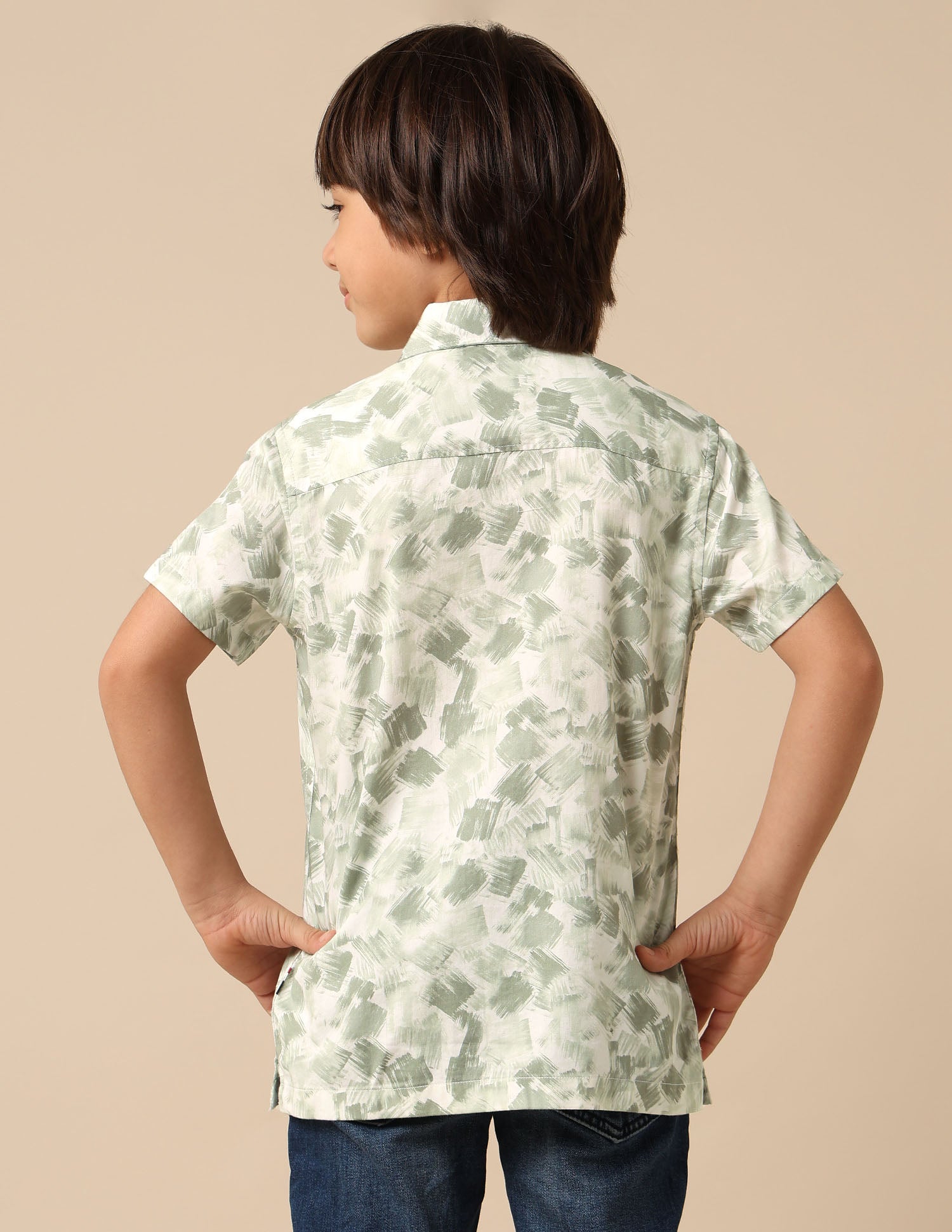 Boys Abstract Printed Satin Shirt Light Green - U.S. POLO ASSN. | Large