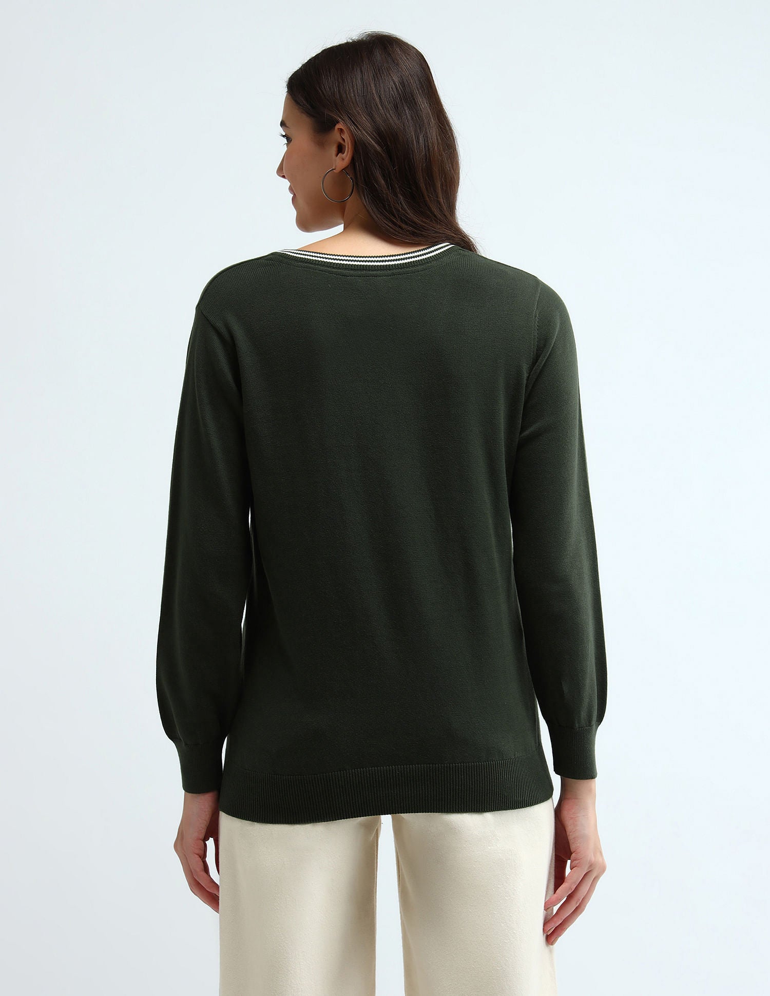 Pure Cotton Regular Fit Sweater Olive - U.S. POLO ASSN. | Large