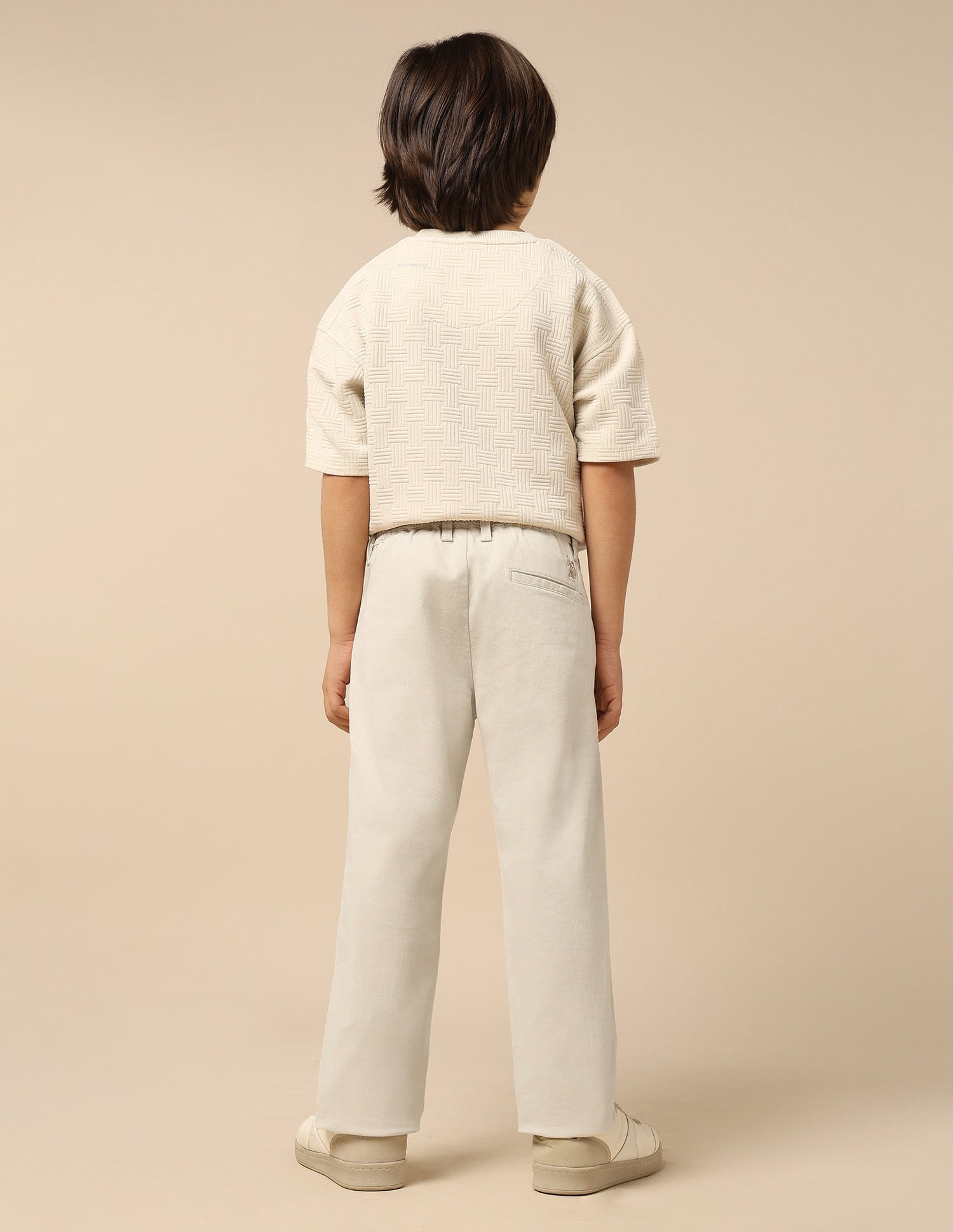 Boys Twill Regular Fit Trousers Off White - U.S. POLO ASSN. | Large