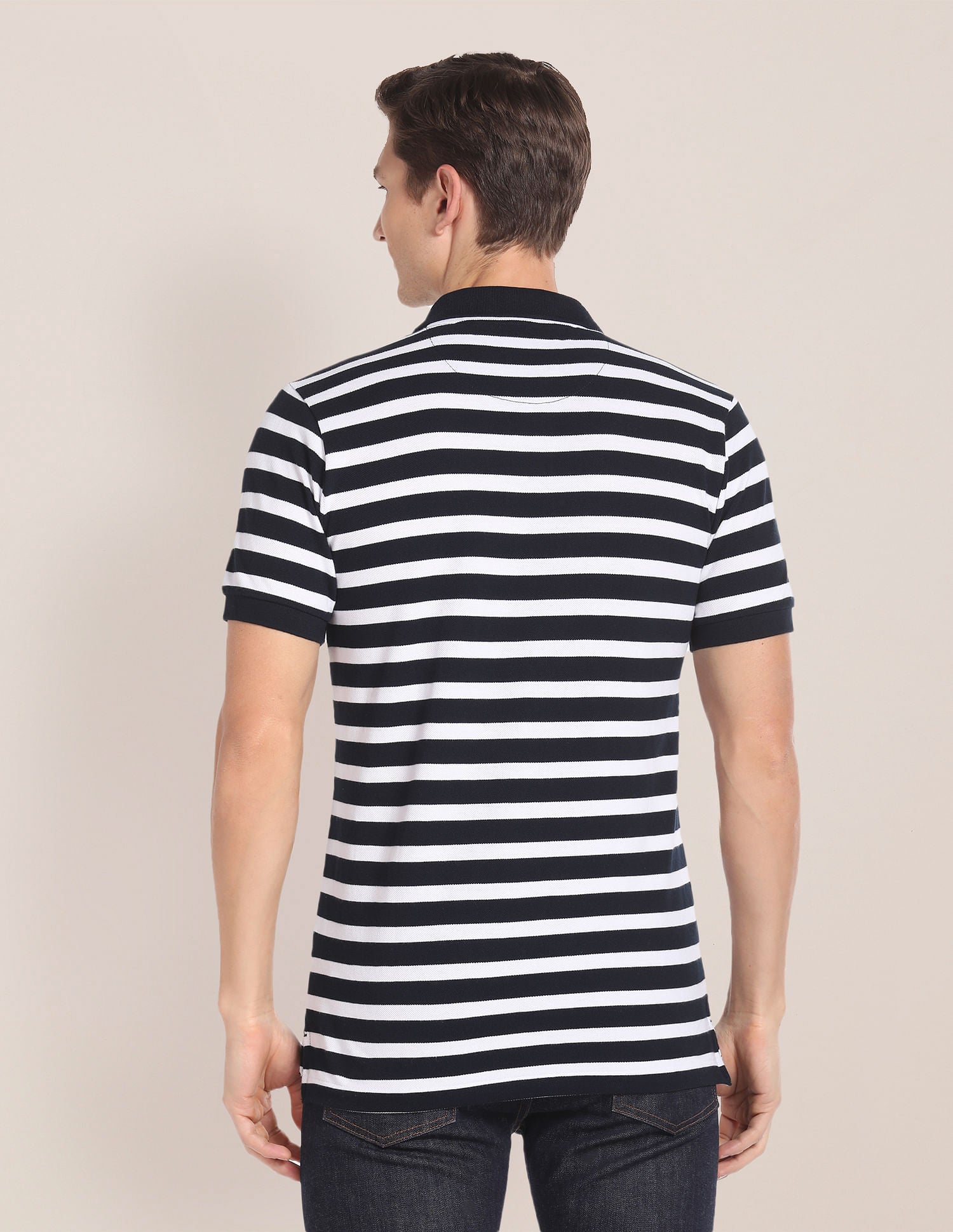 Horizontal Stripe Cotton Polo Shirt Navy - U.S. POLO ASSN. | Large