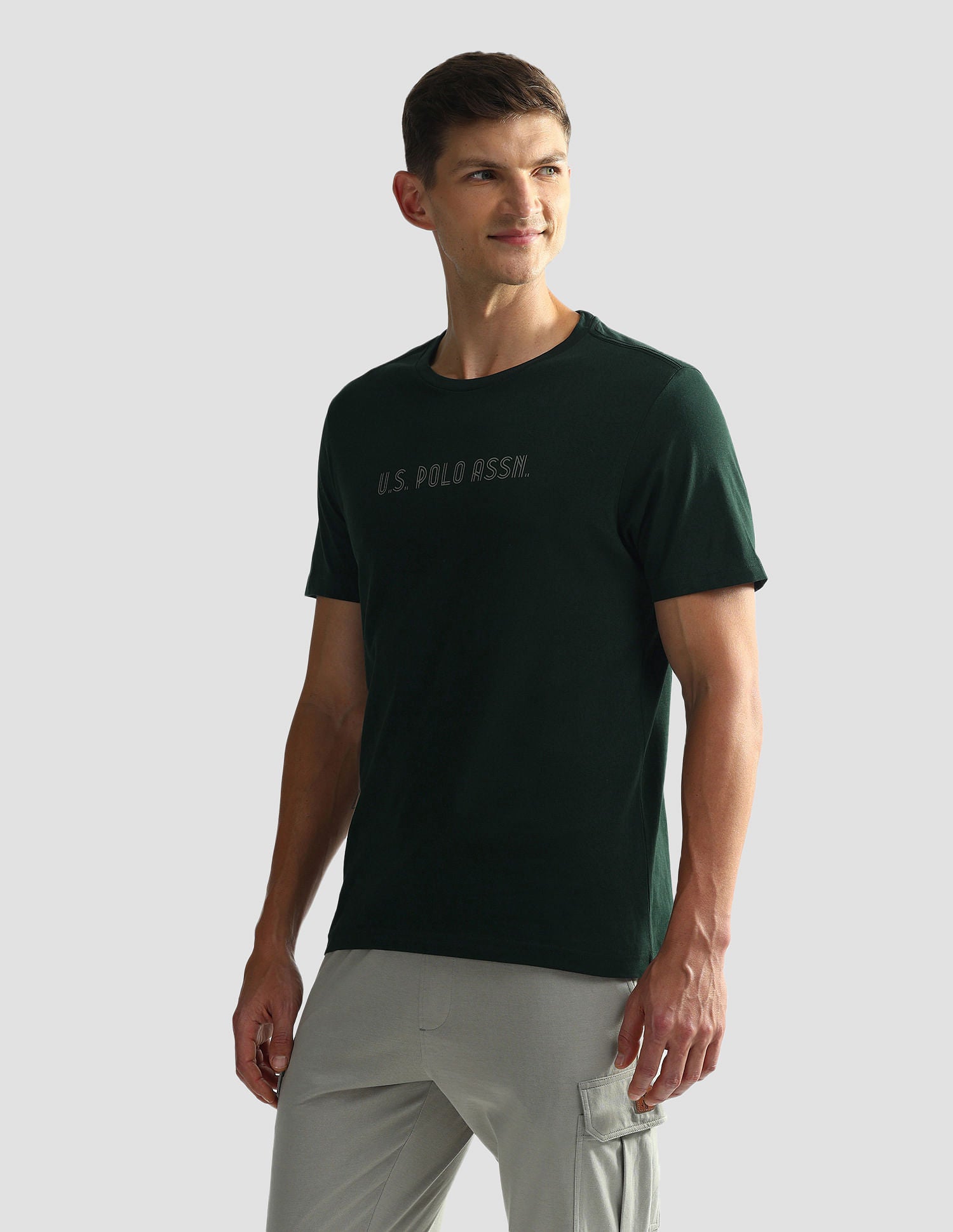 Brand Print Cotton OEE03 Lounge T-Shirt - Pack Of 2 Navy and Dk Green - U.S. POLO ASSN. | Large