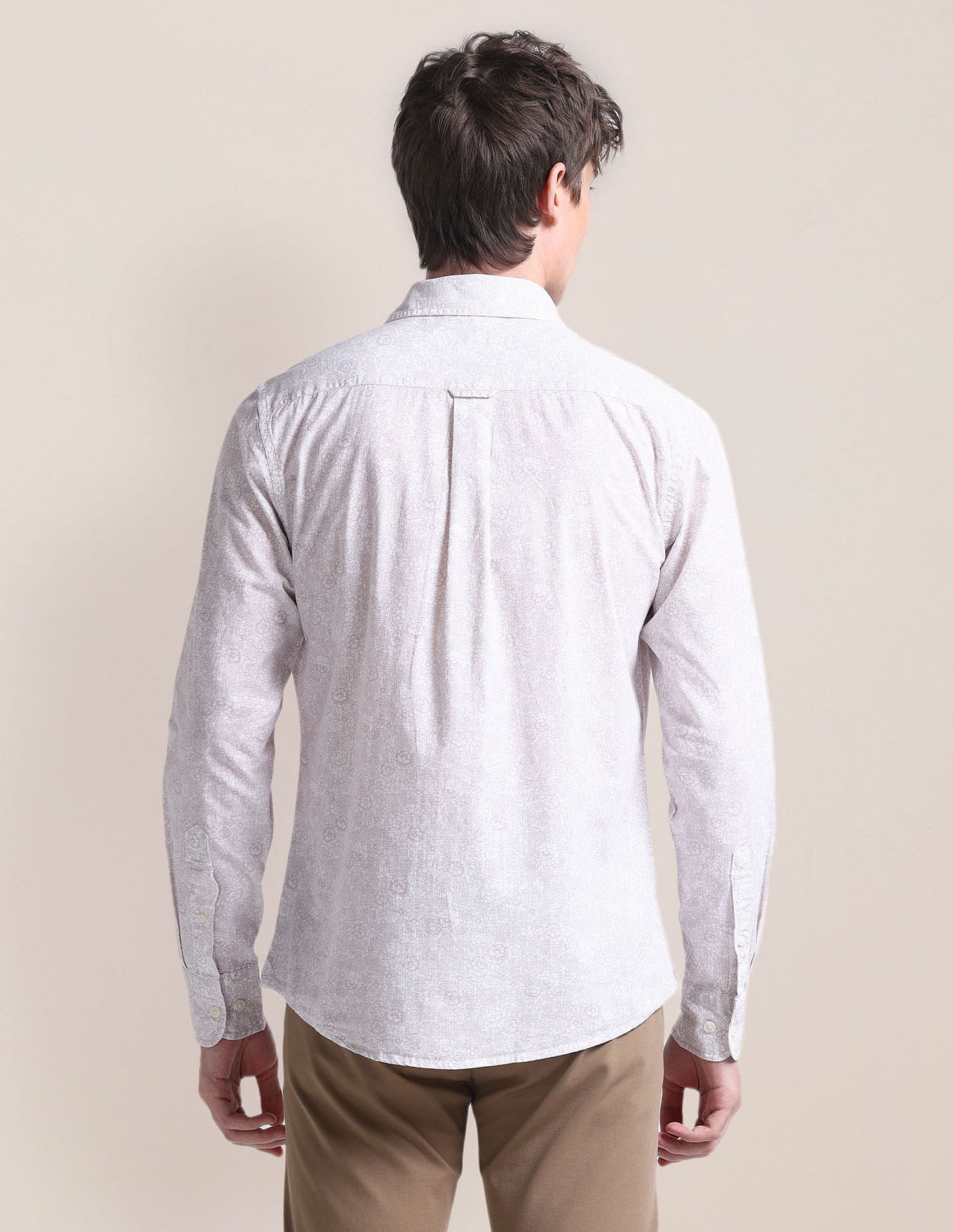 Cutaway Collar Floral Shirt Beige - U.S. Polo Assn. India | Large