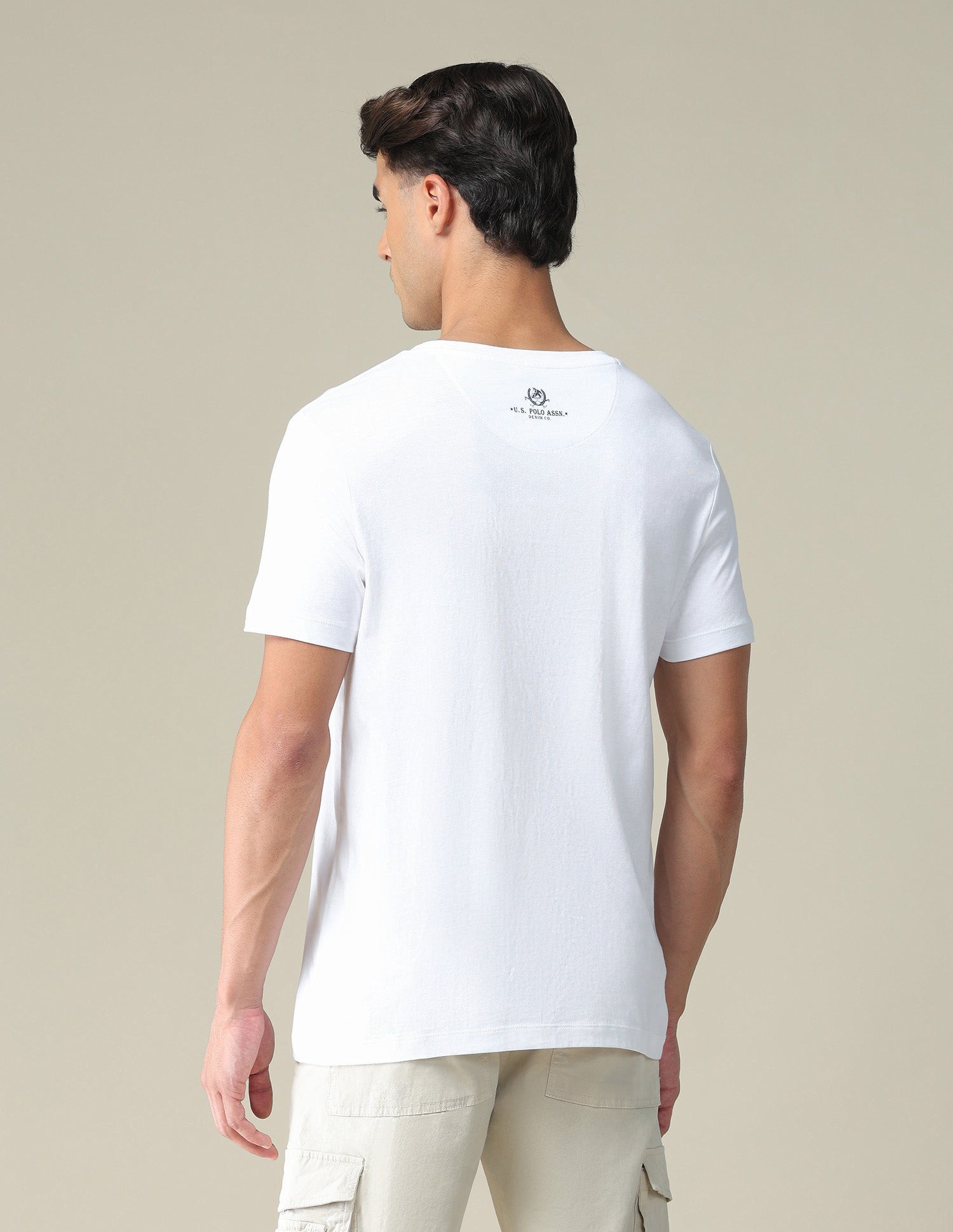 Logo Cotton T-Shirt Ivory - U.S. POLO ASSN. | Large