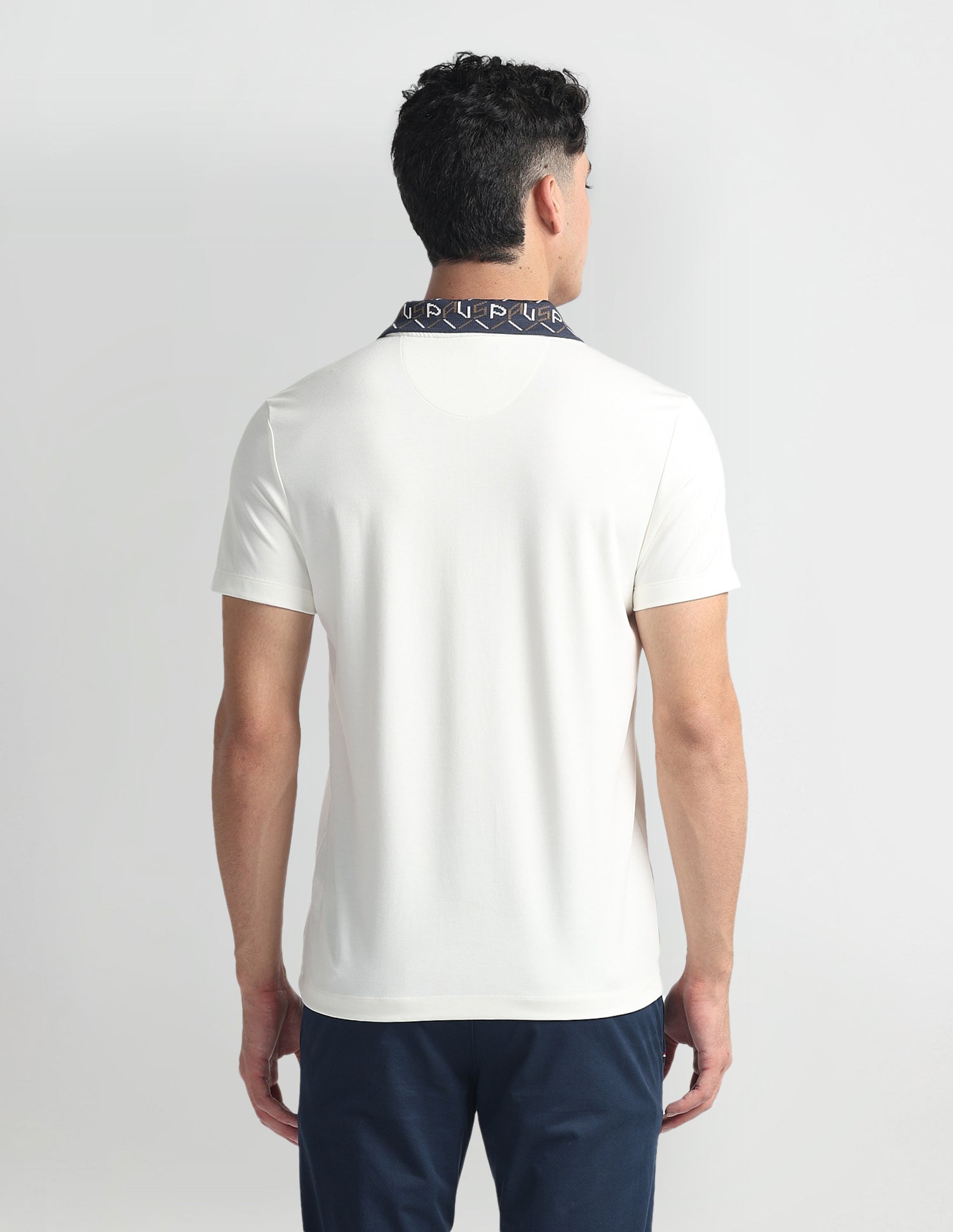 Printed Collar Muscle Fit Polo Shirt Ivory - U.S. Polo Assn. India | Large