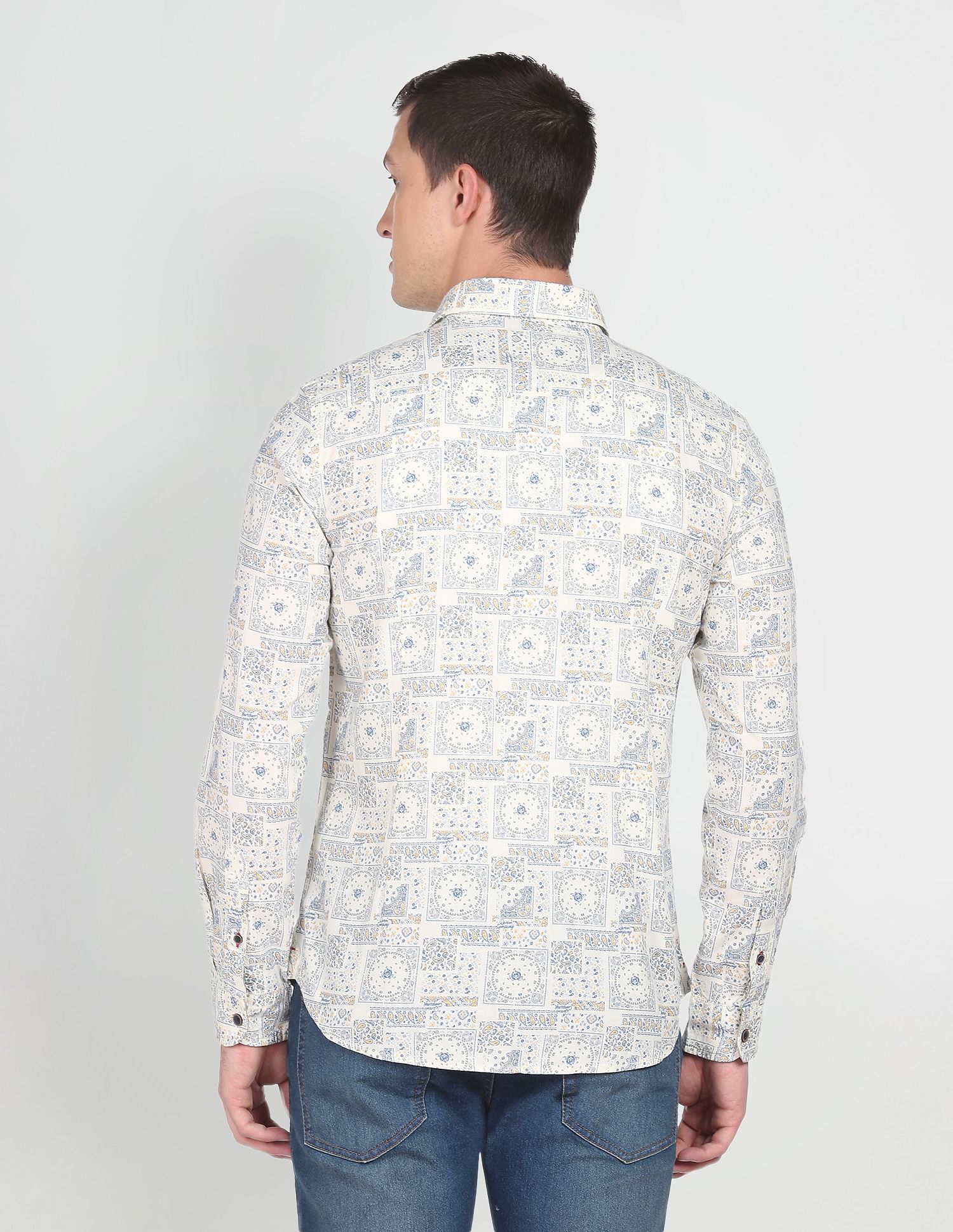 Paisley Print Cotton Casual Shirt Ivory - U.S. POLO ASSN. | Large