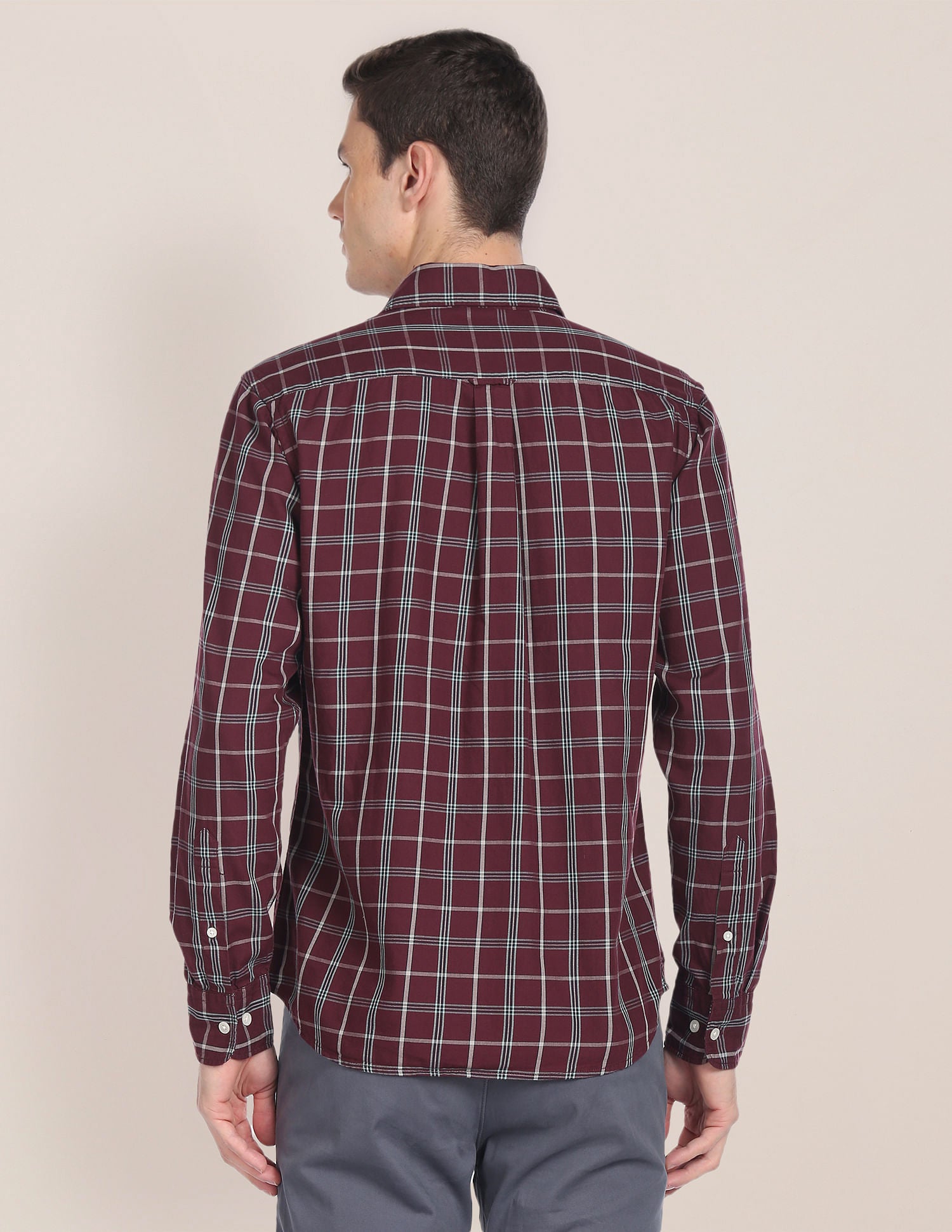 Spread Collar Tartan Check Shirt Maroon - U.S. Polo Assn. India | Large