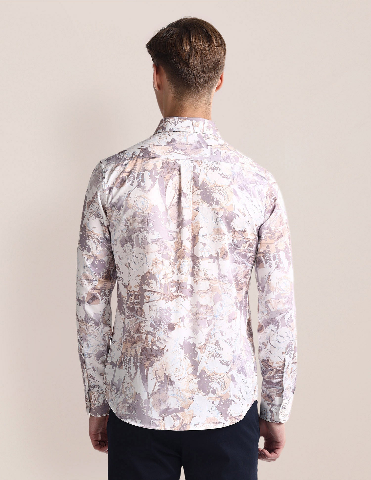 Floral Print Tailored Fit Shirt Khaki and White - U.S. Polo Assn. India | Large