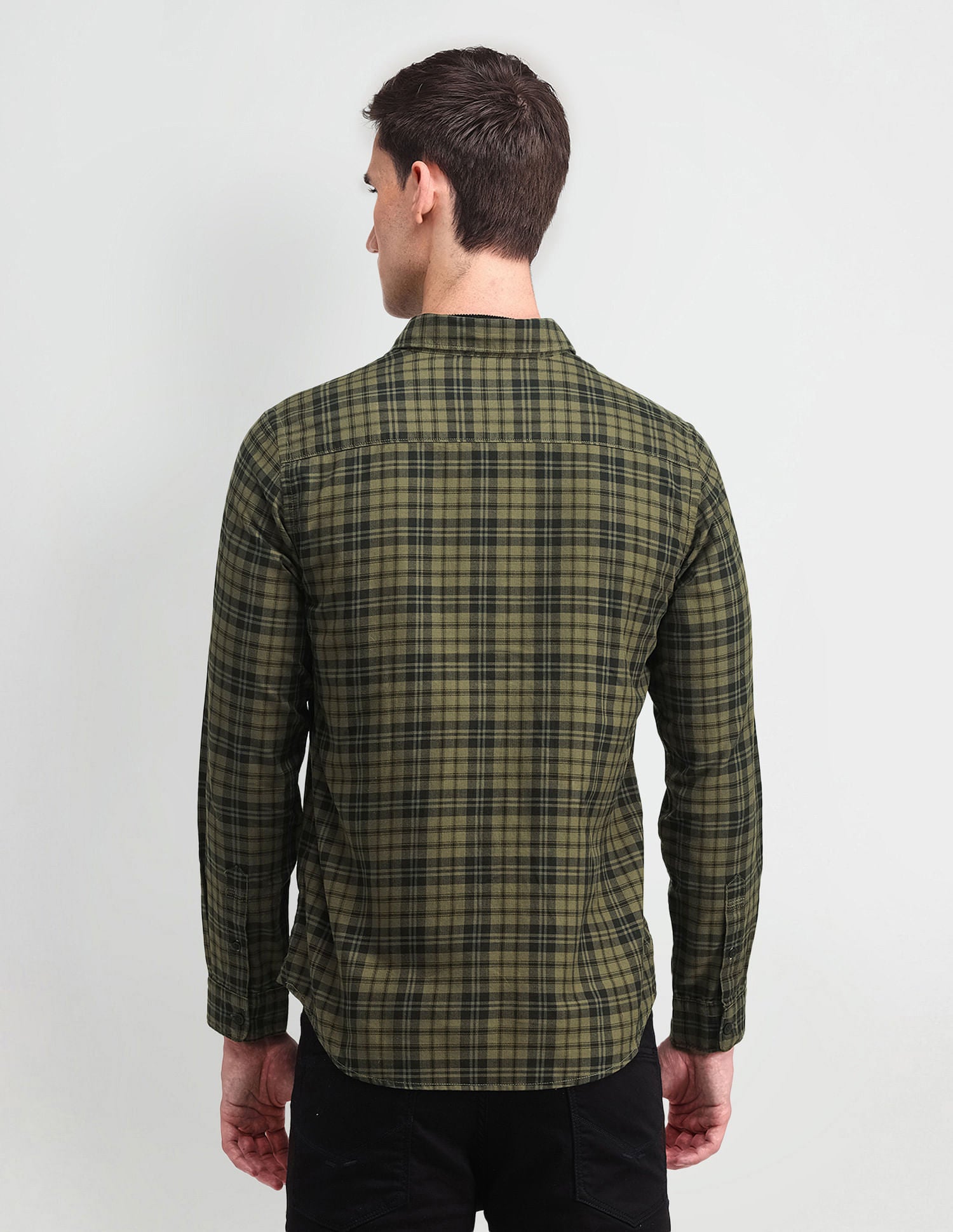 Slim Fit Herringbone Shirt Olive - U.S. Polo Assn. India | Large