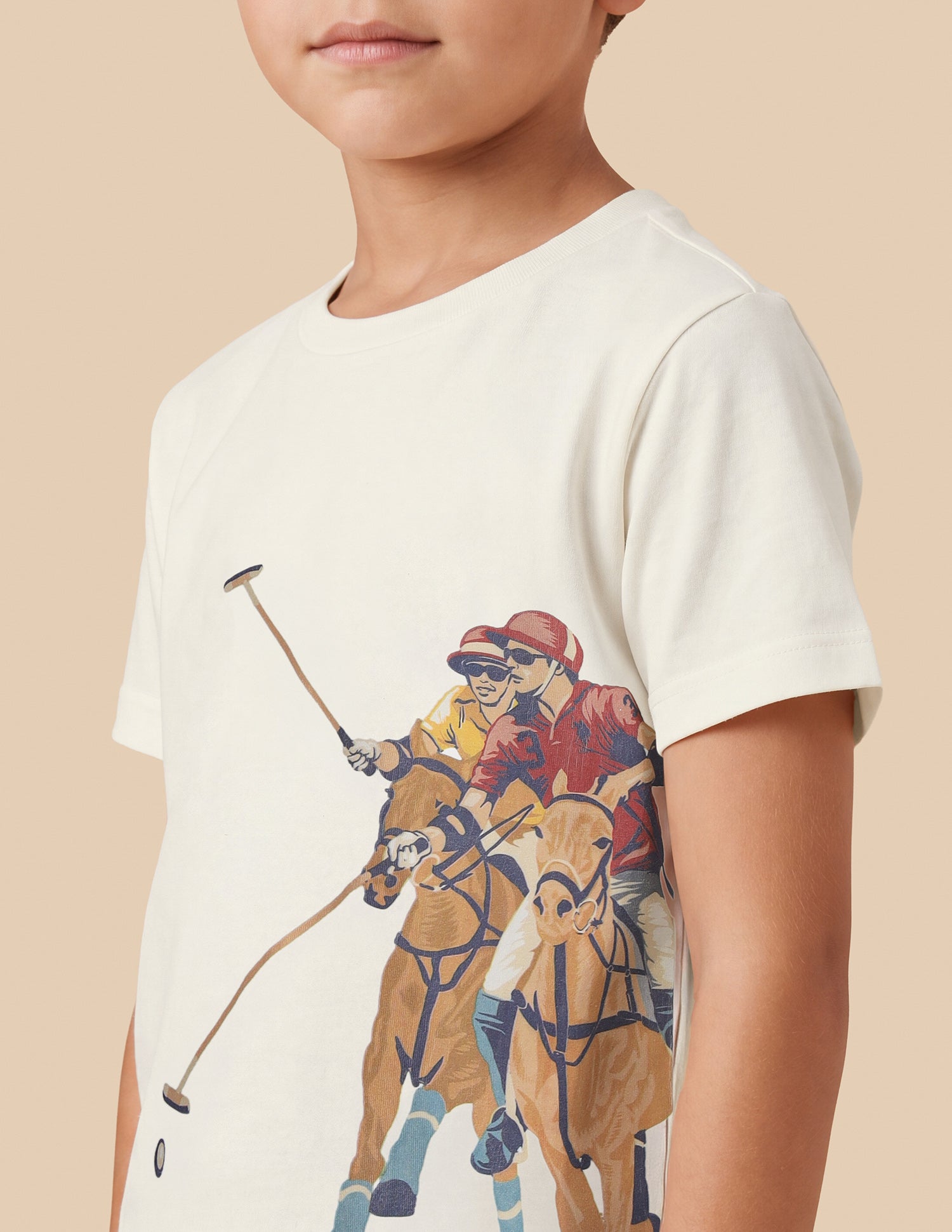 Graphic Brand Printed Regular Fit T-Shirt Ivory - U.S. Polo Assn. India | Large