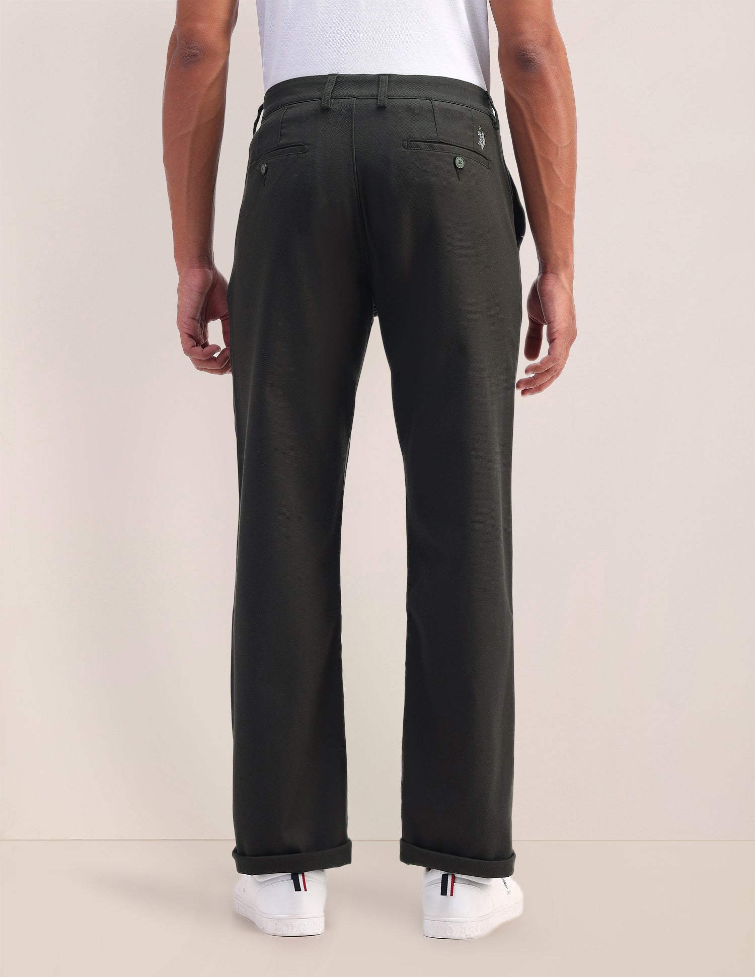 Riley Straight Fit Twill Trousers Dark Olive - U.S. POLO ASSN. | Large