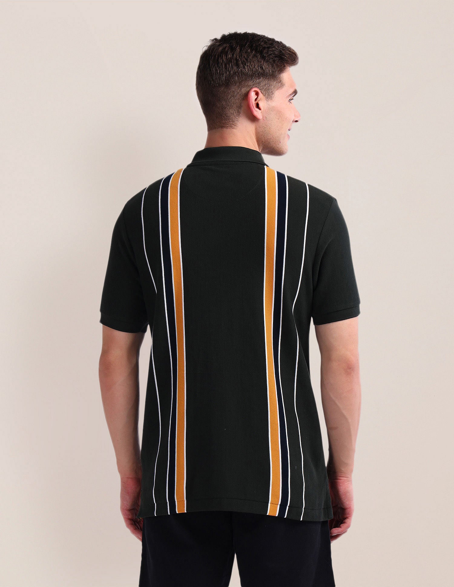 Pure Cotton Stripe Polo Shirt Olive - U.S. Polo Assn. India | Large