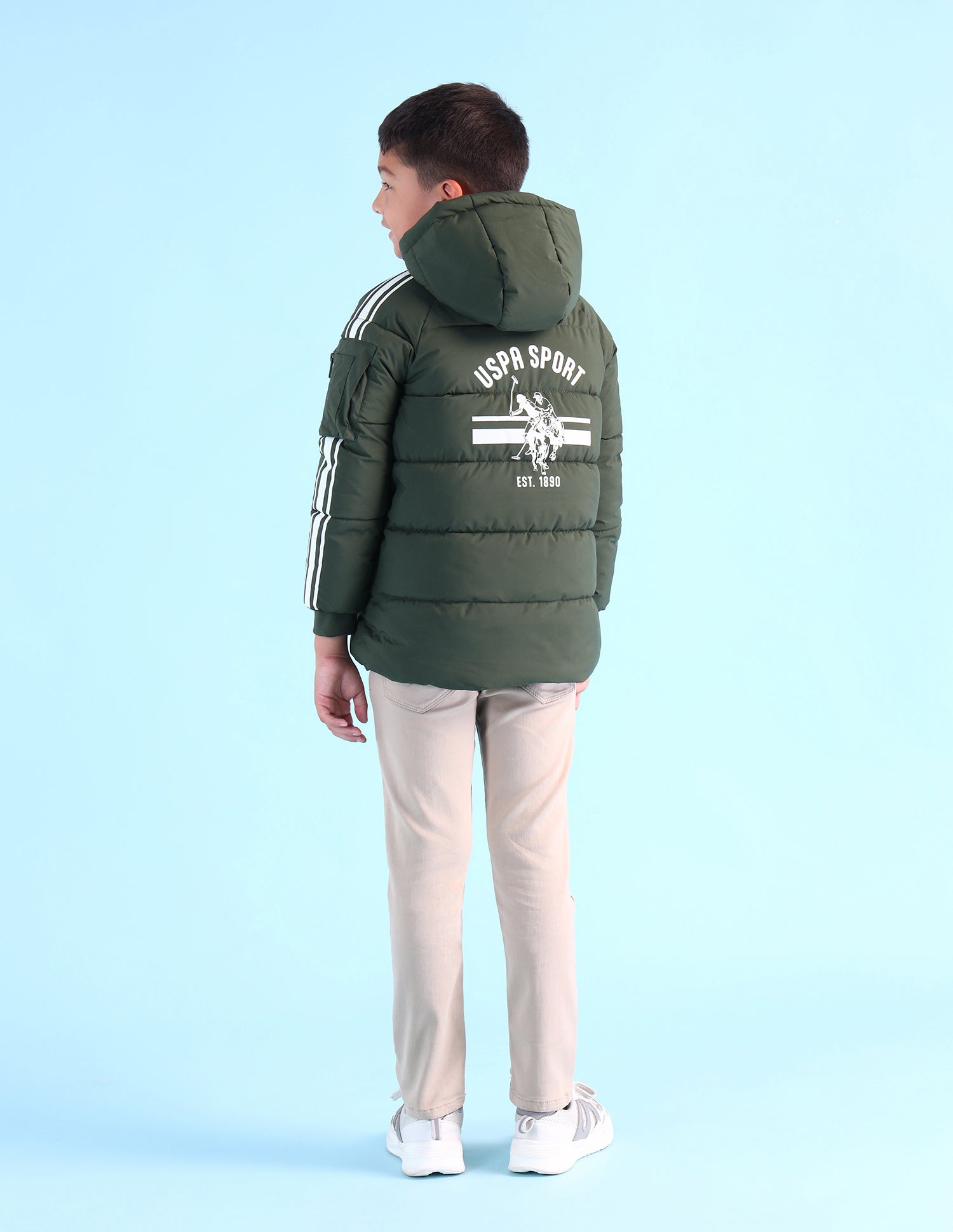 Boys Solid Regular Fit Jacket Dark Green - U.S. POLO ASSN. | Large