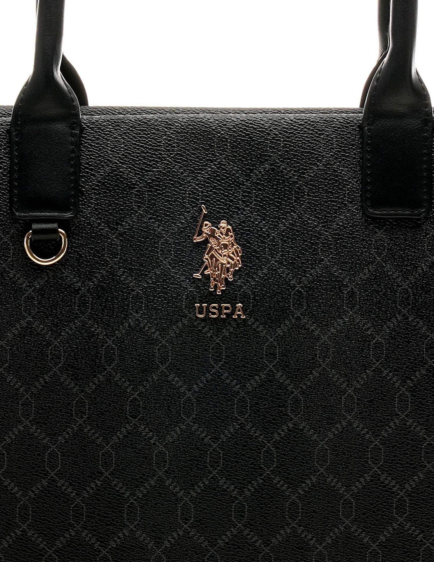 Madison Monogram Tote Bag Black - U.S. POLO ASSN. | Large