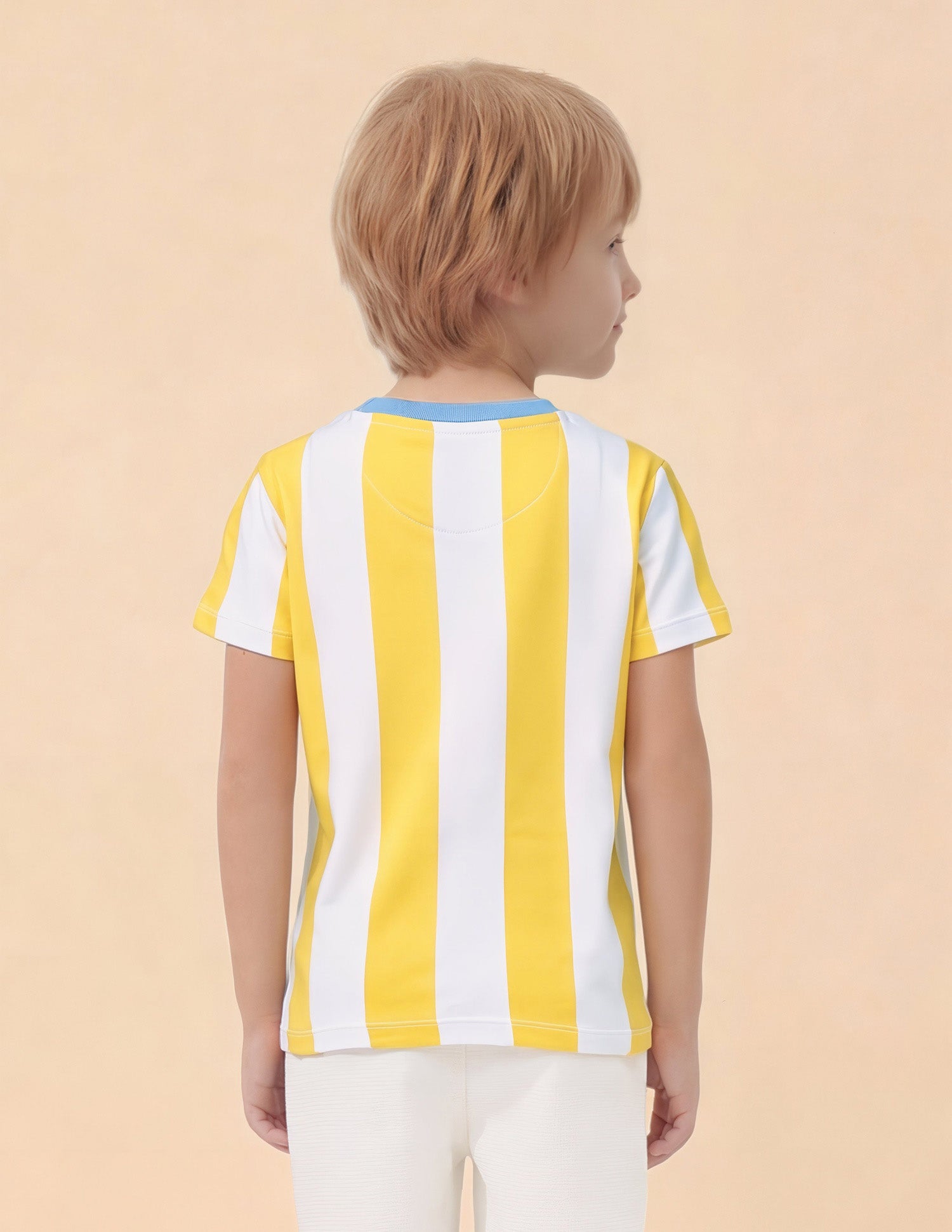 Boys Vertical Striped Regular Fit T-Shirt Yellow - U.S. Polo Assn. India | Large