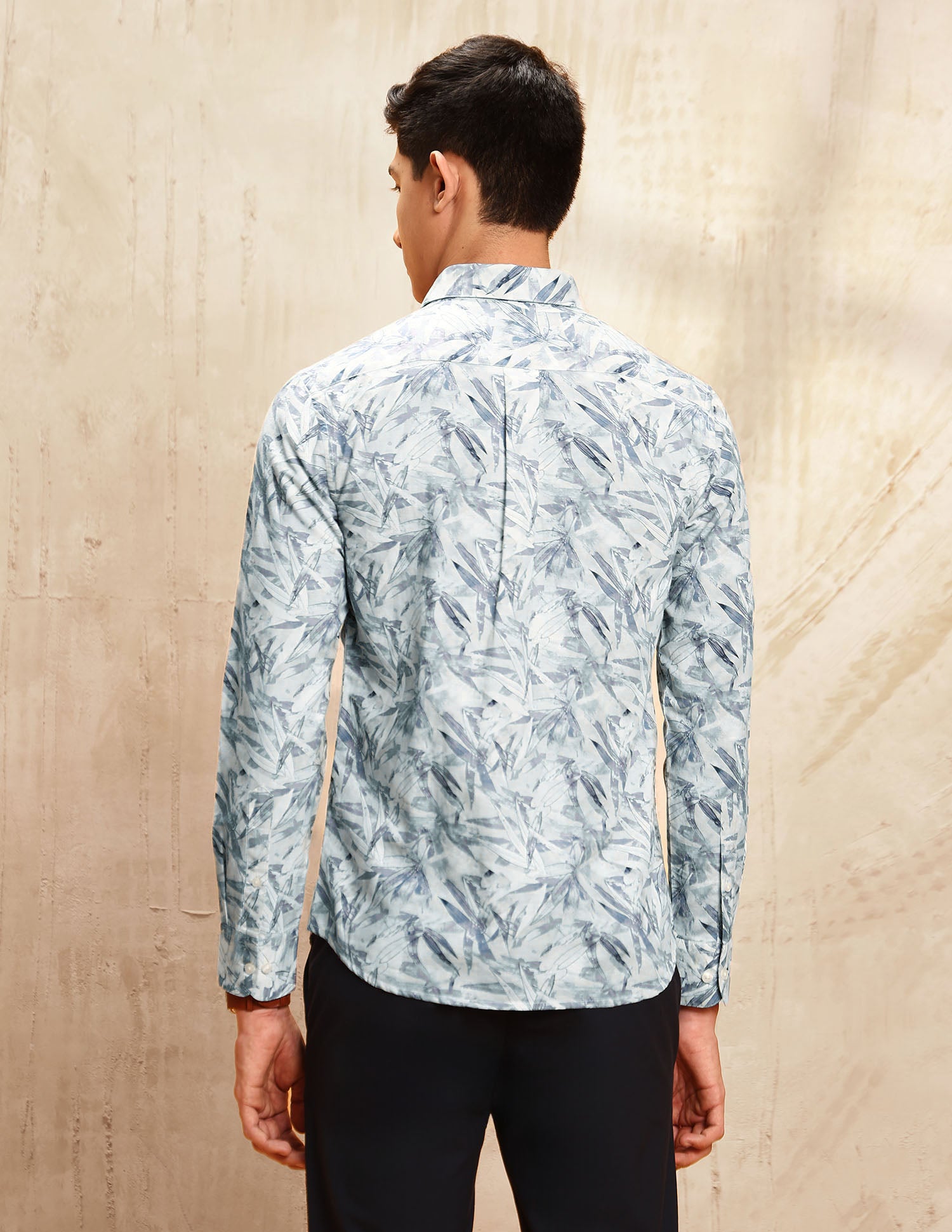 Tropical Printed Tailored Fit Shirt Blue - U.S. POLO ASSN. | Large