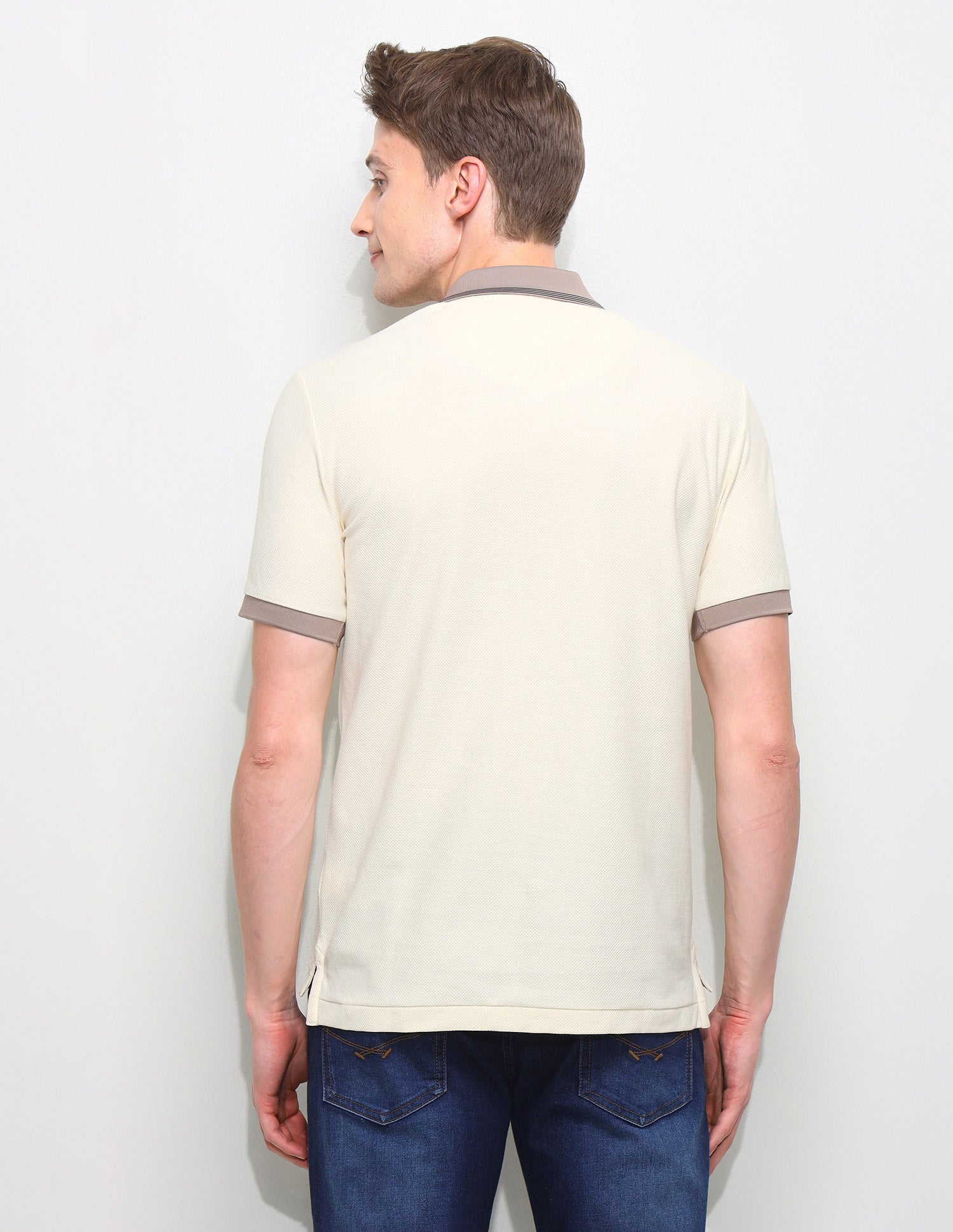 Solid Slim Fit Polo Shirt Beige - U.S. Polo Assn. India | Large