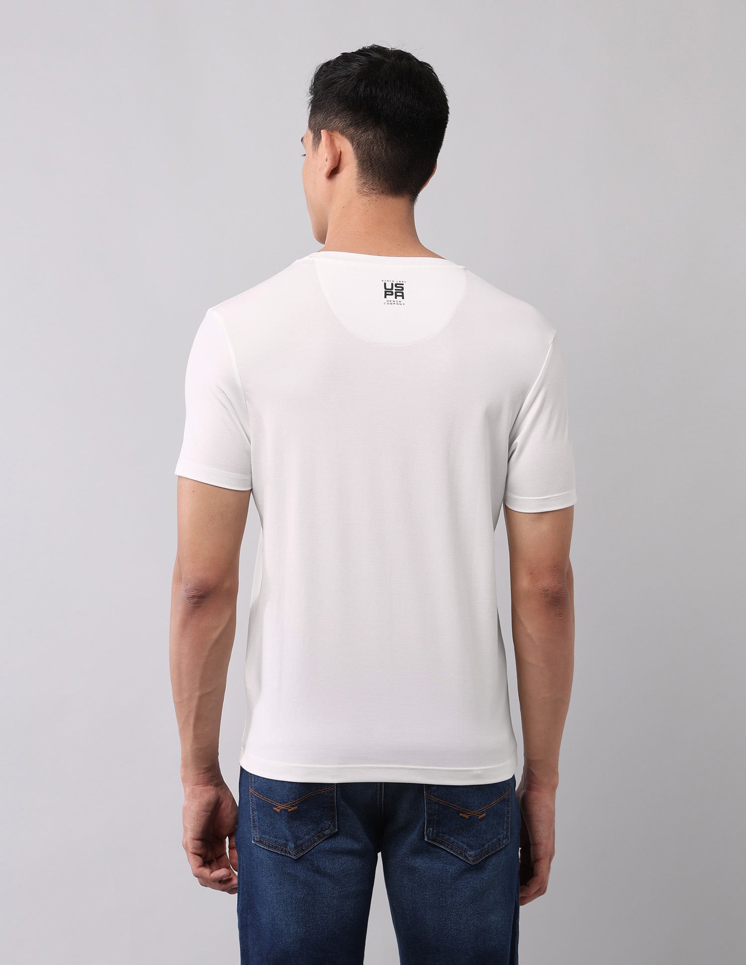 Brand Printed Muscle Fit T-Shirt Ivory - U.S. Polo Assn. India | Large