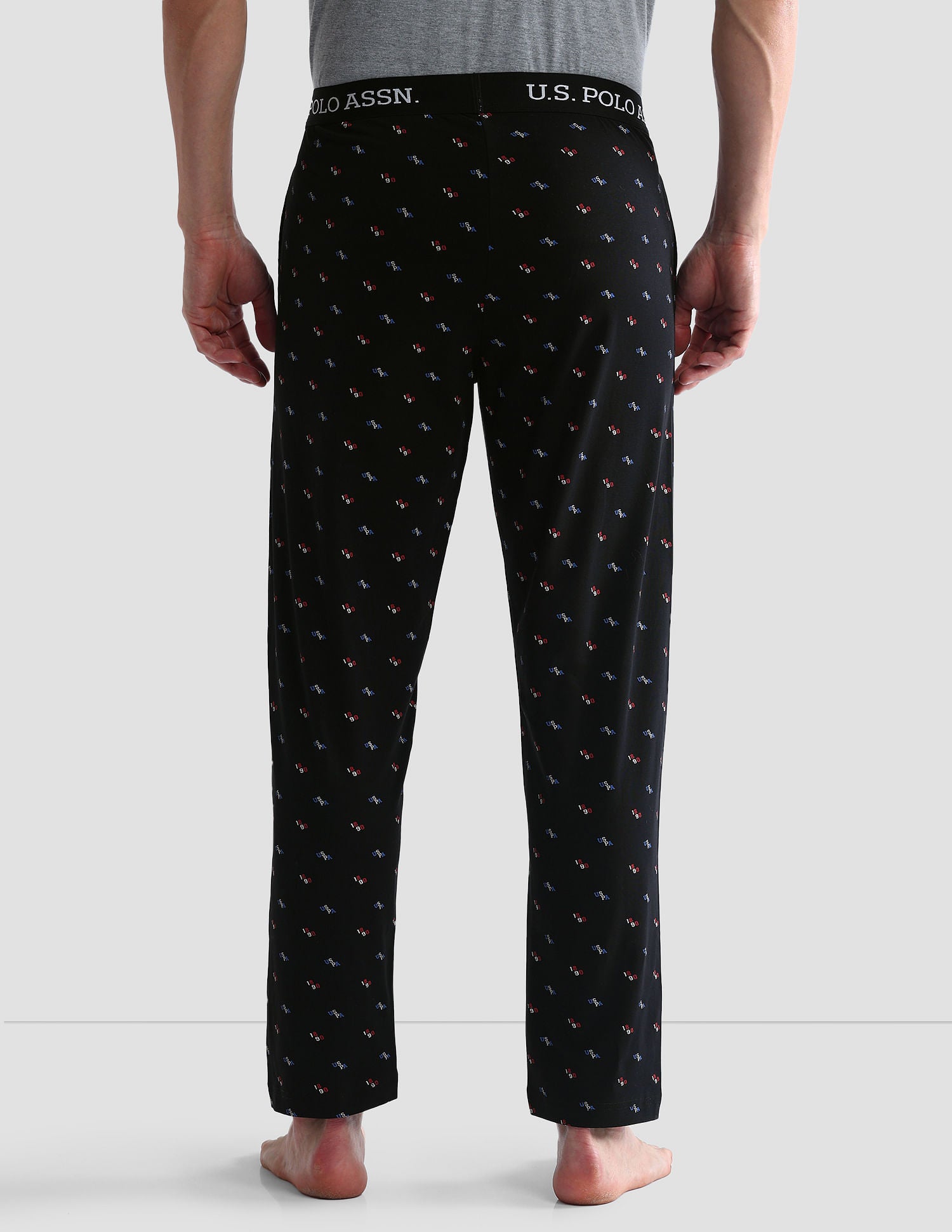 All Over Print OELP3 Lounge Pants - Pack Of 1 Black - U.S. POLO ASSN. | Large
