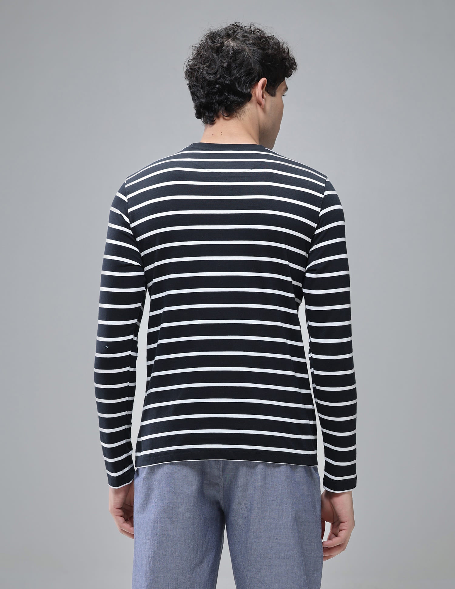 Comfort Fit Stripe Cotton I689 Lounge T-Shirt - Pack Of 1 Navy - U.S. Polo Assn. India | Large