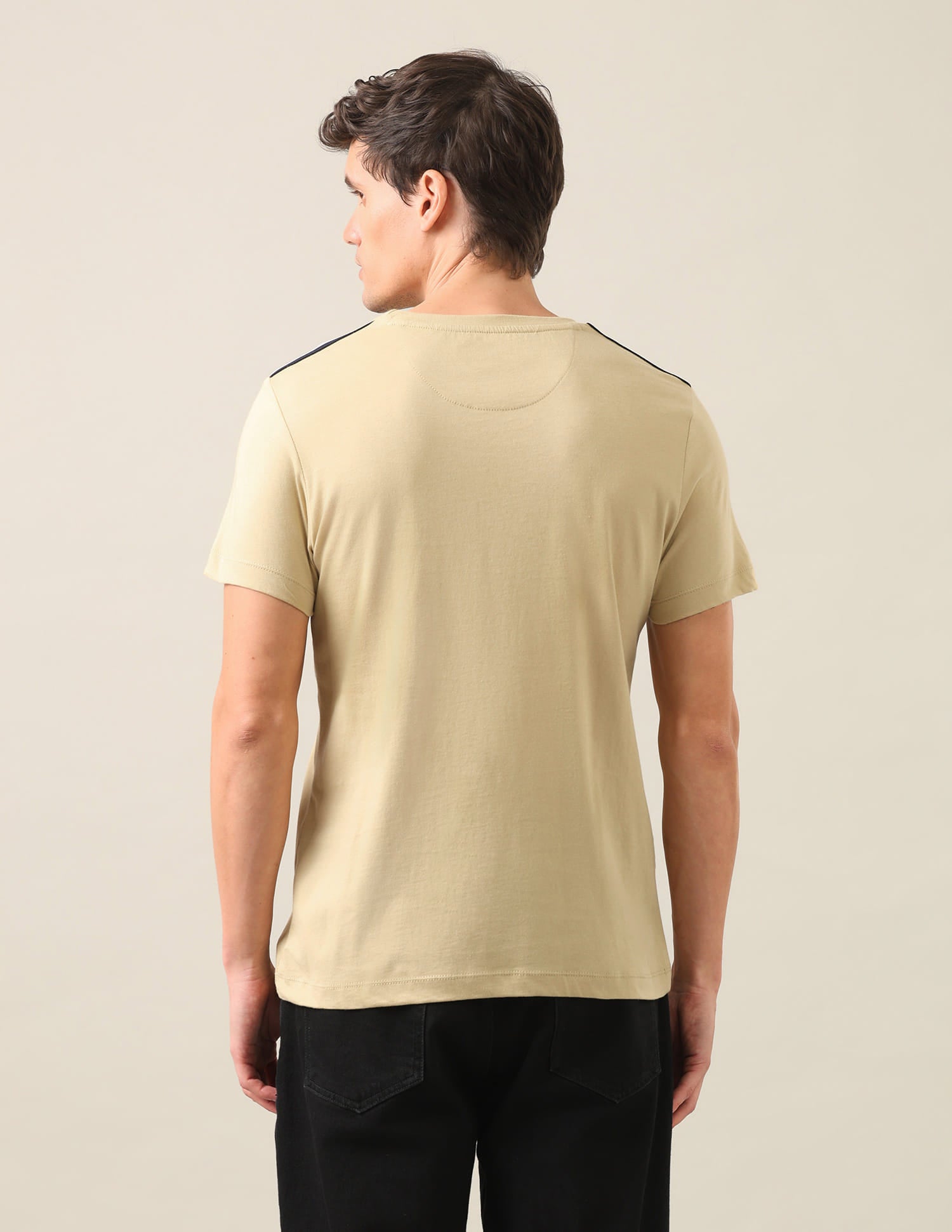 Solid Regular Fit T-Shirt Beige - U.S. Polo Assn. India | Large